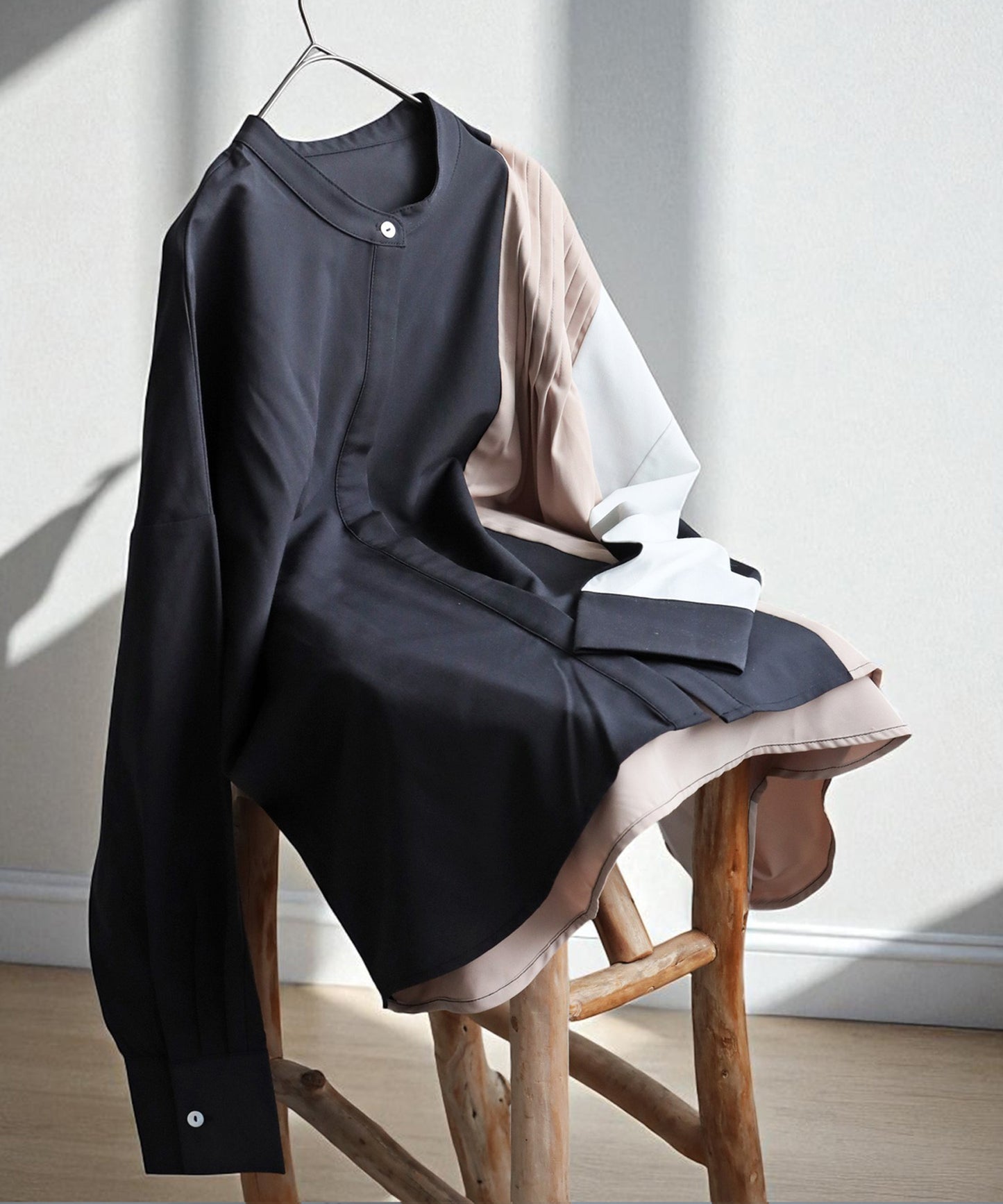 Two-Tone Tuck Design Shirt Ladies