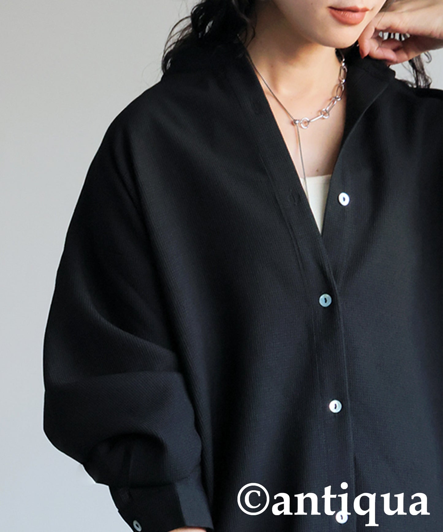 Waffle Fabric Shirt Dress Ladies