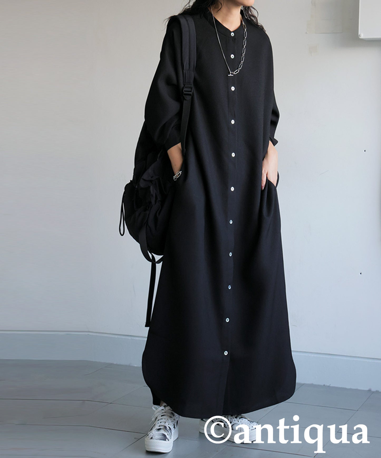 Waffle Fabric Shirt Dress Ladies