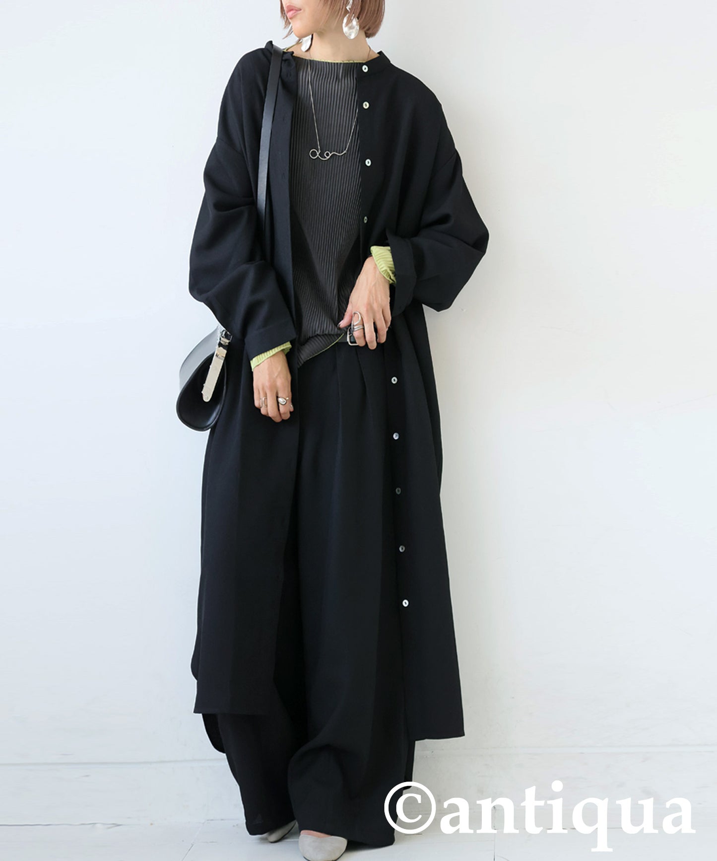 Waffle Fabric Shirt Dress Ladies