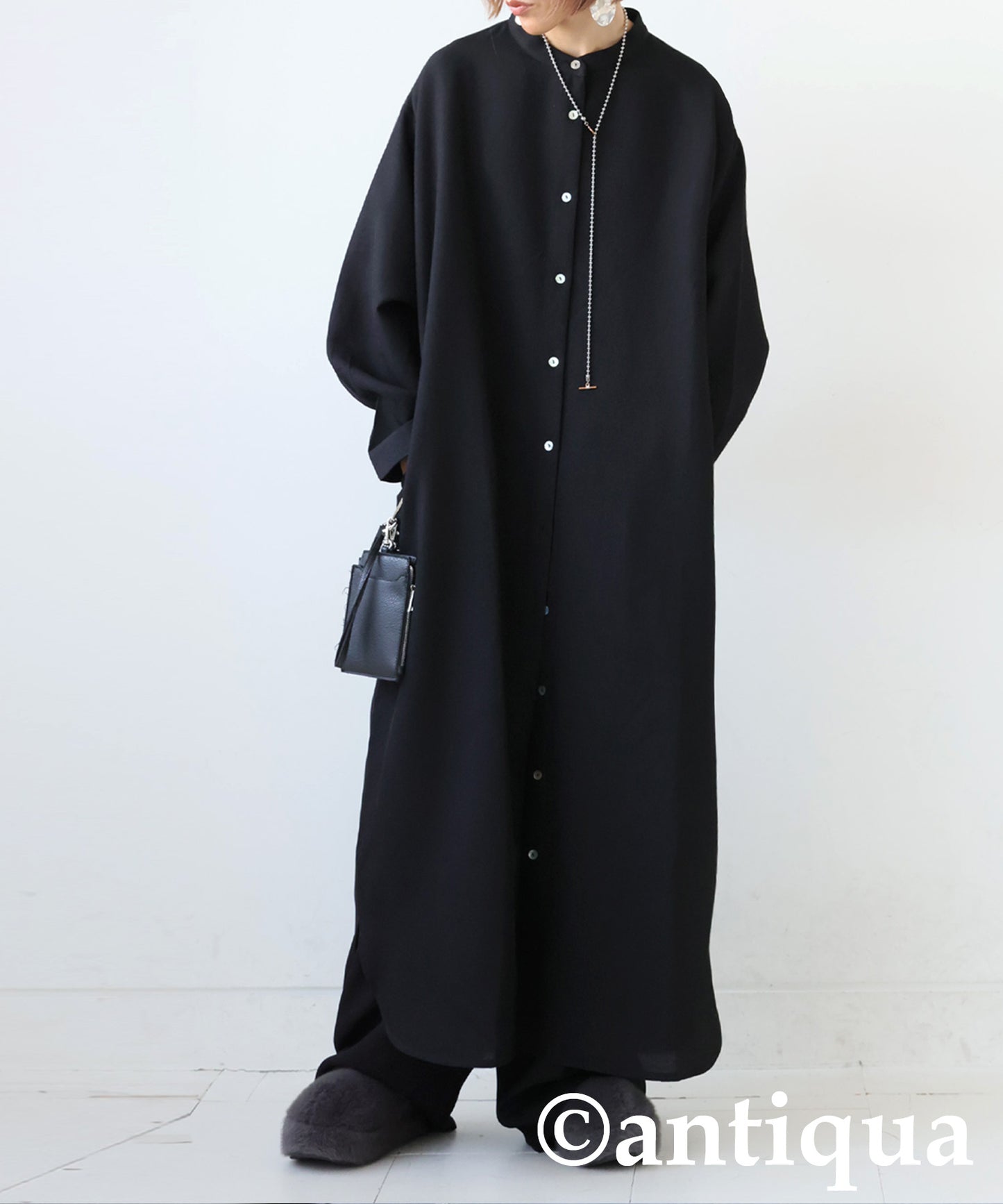 Waffle Fabric Shirt Dress Ladies