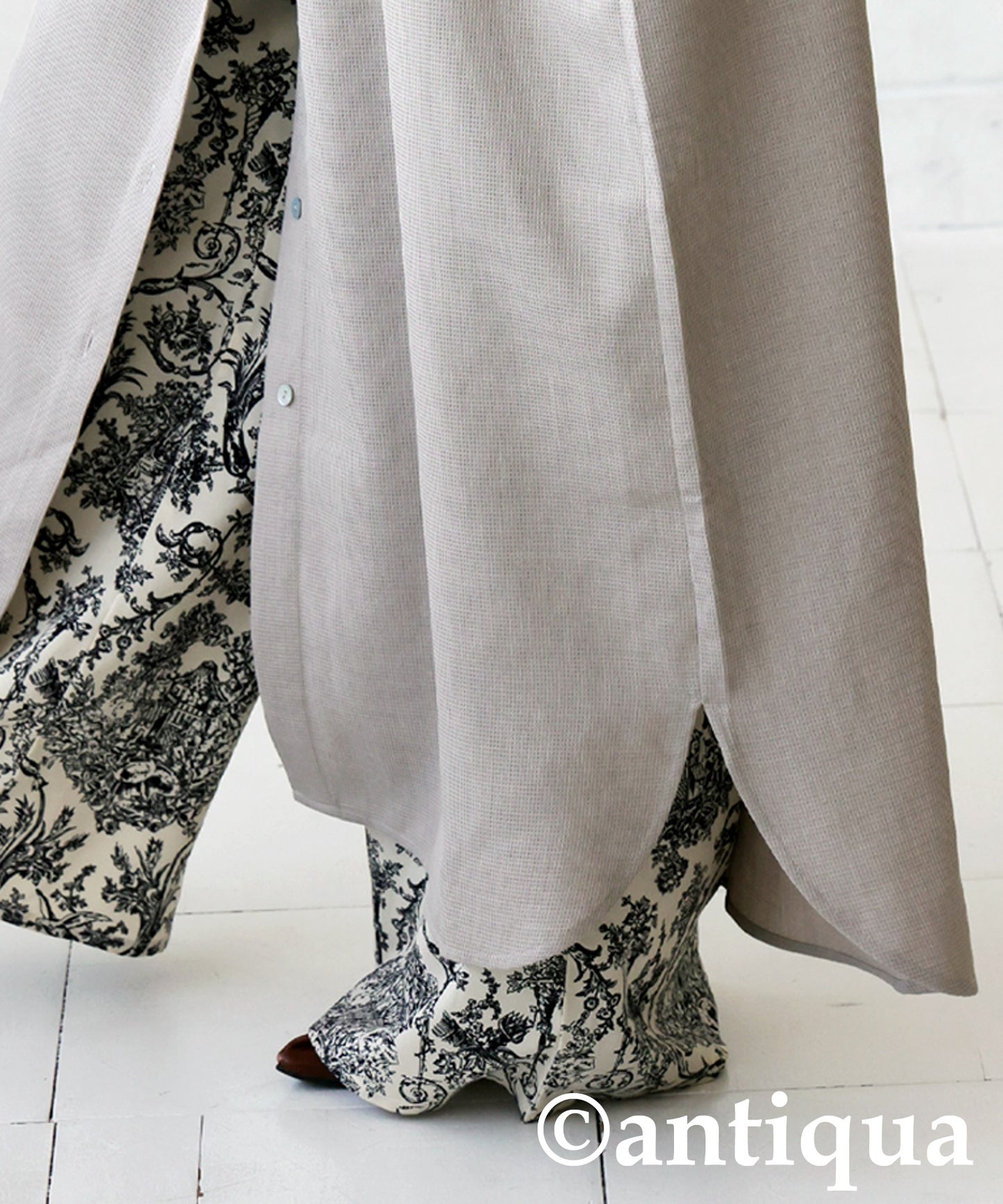 Waffle Fabric Shirt Dress Ladies