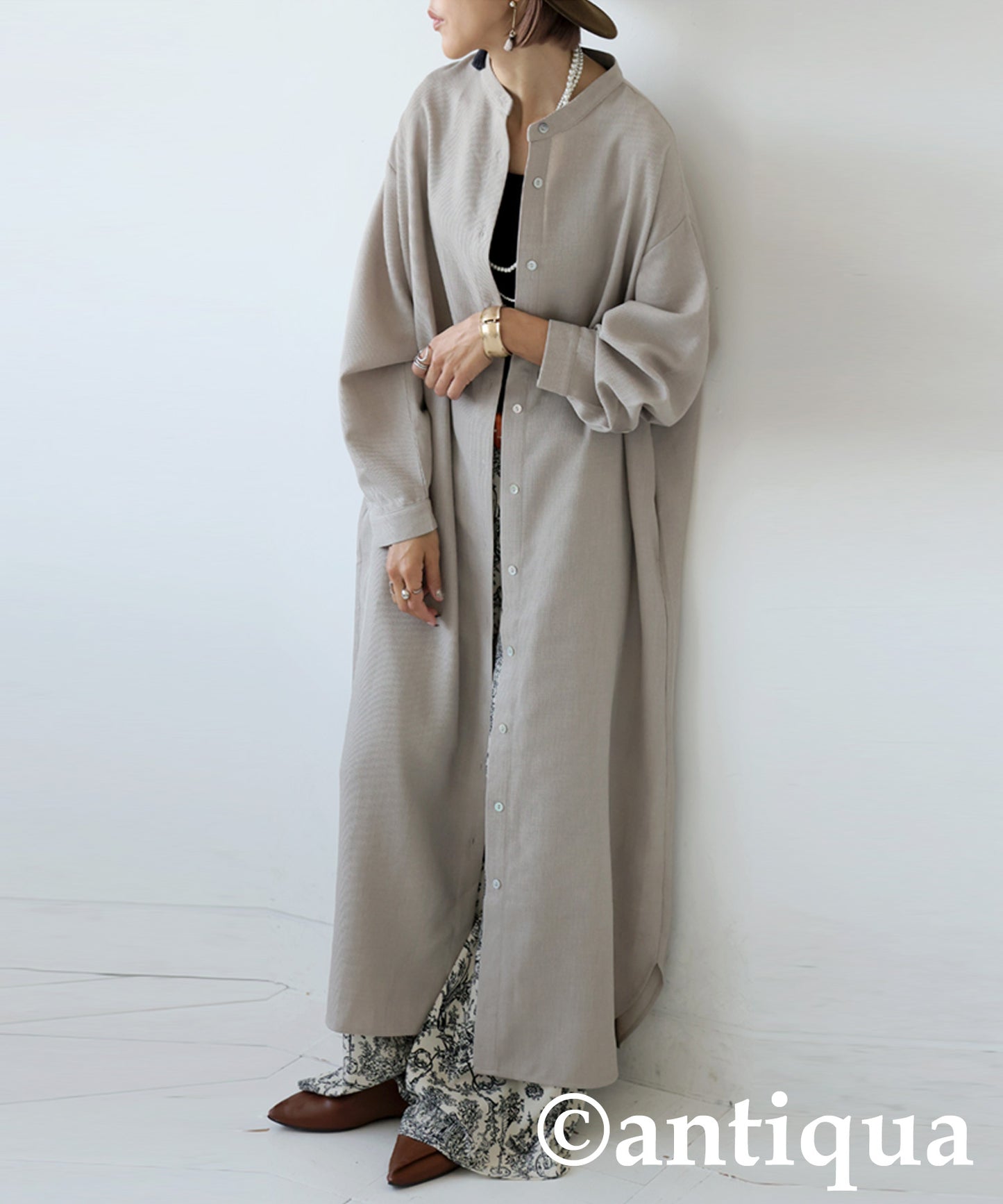 Waffle Fabric Shirt Dress Ladies