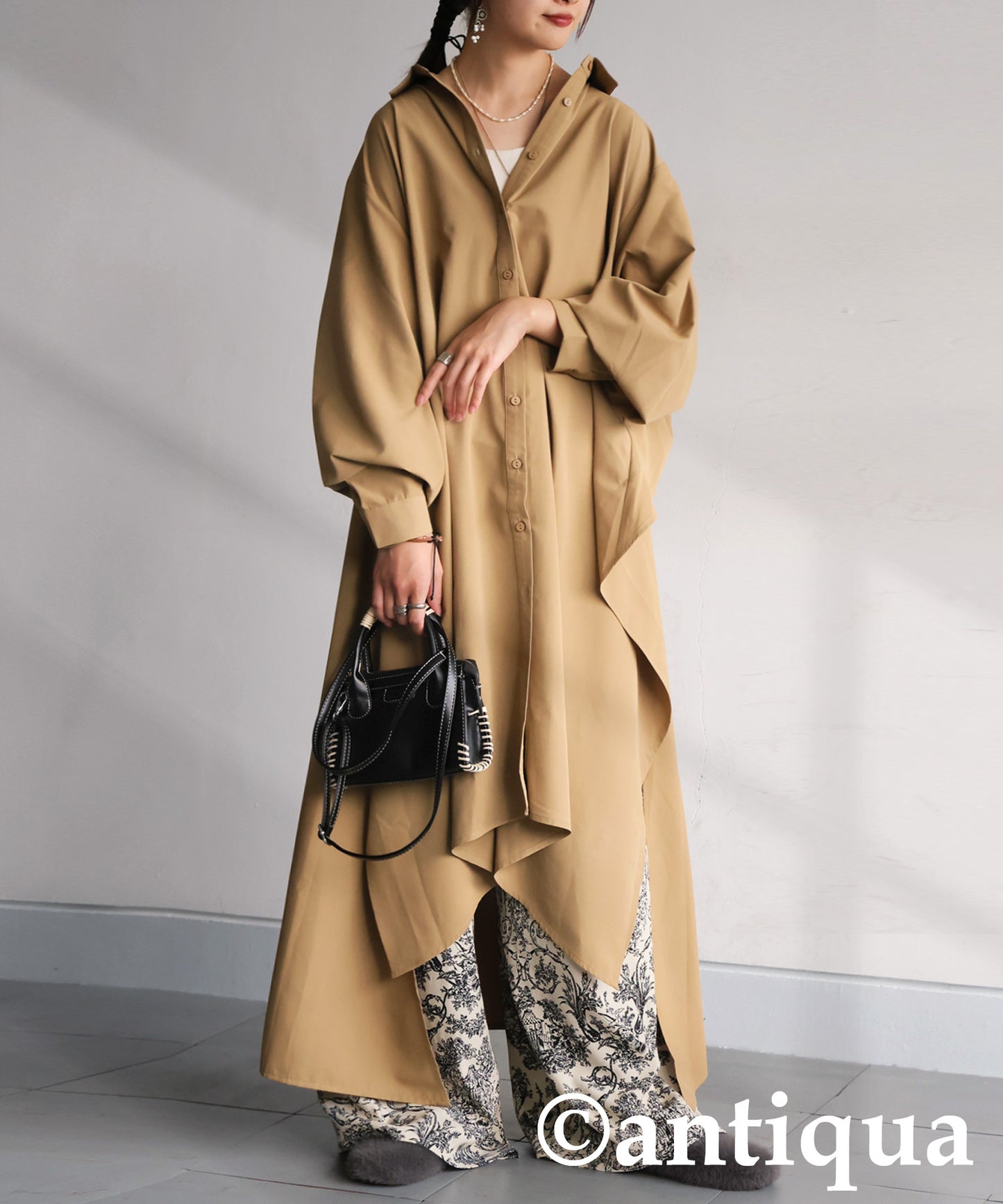 Draped Design Shirt Dress Ladies