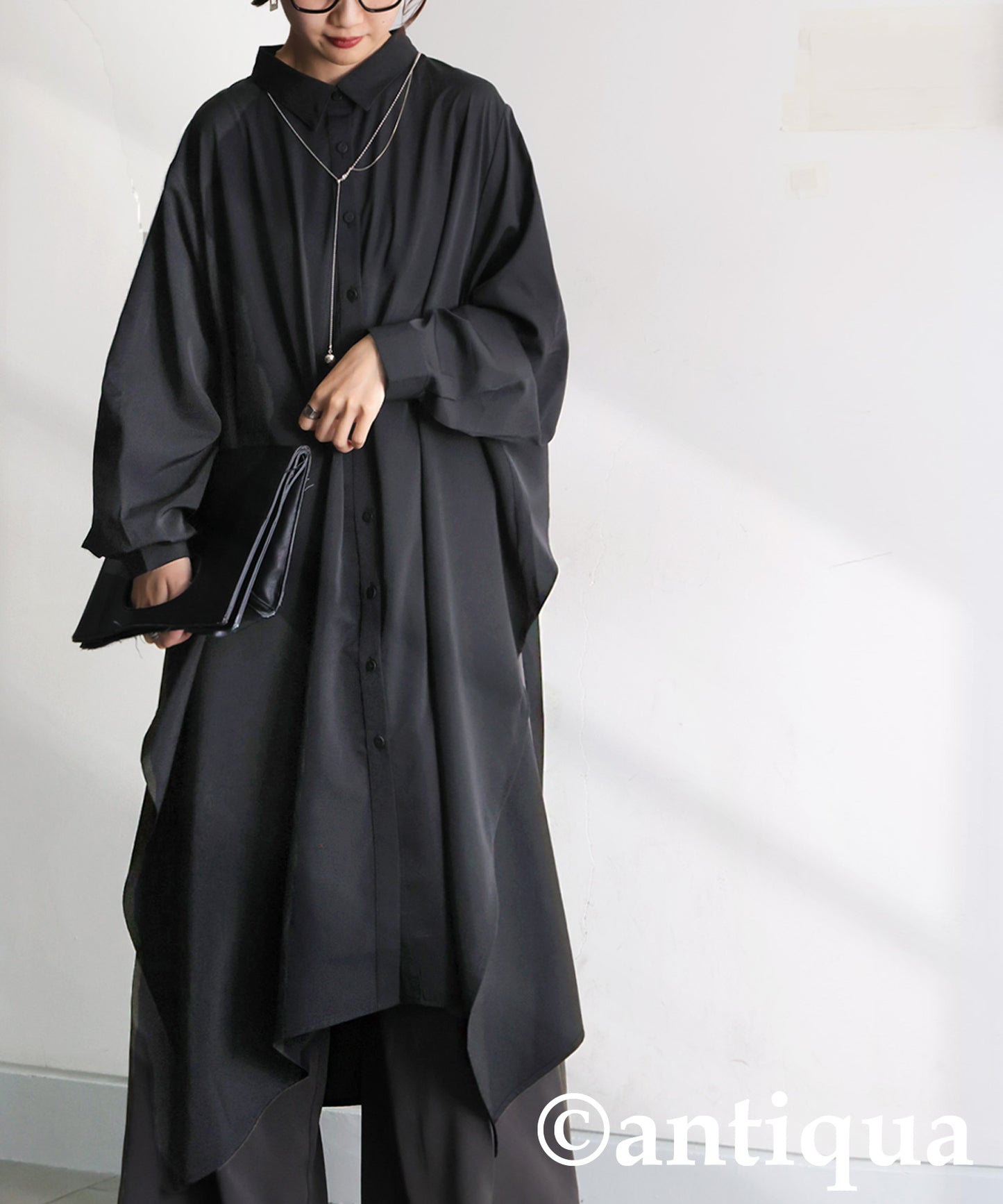 Draped Design Shirt Dress Ladies