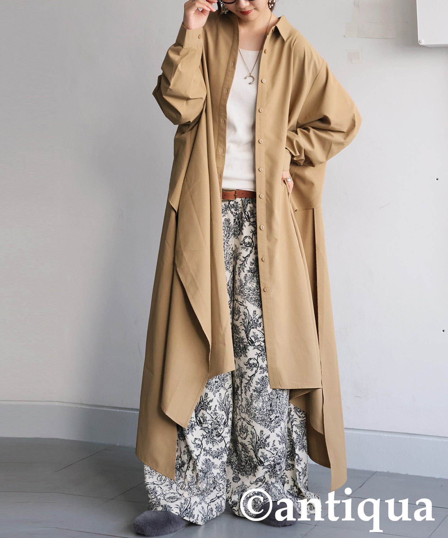 Draped Design Shirt Dress Ladies