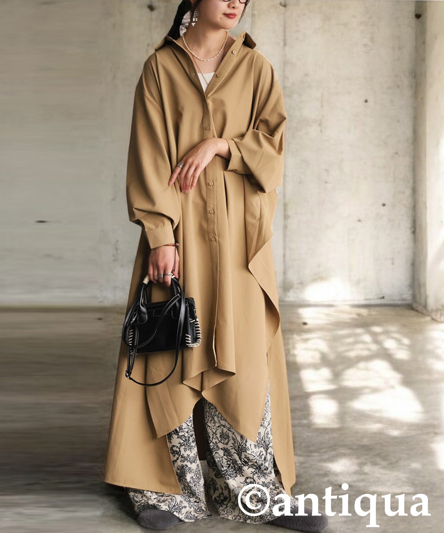 Draped Design Shirt Dress Ladies