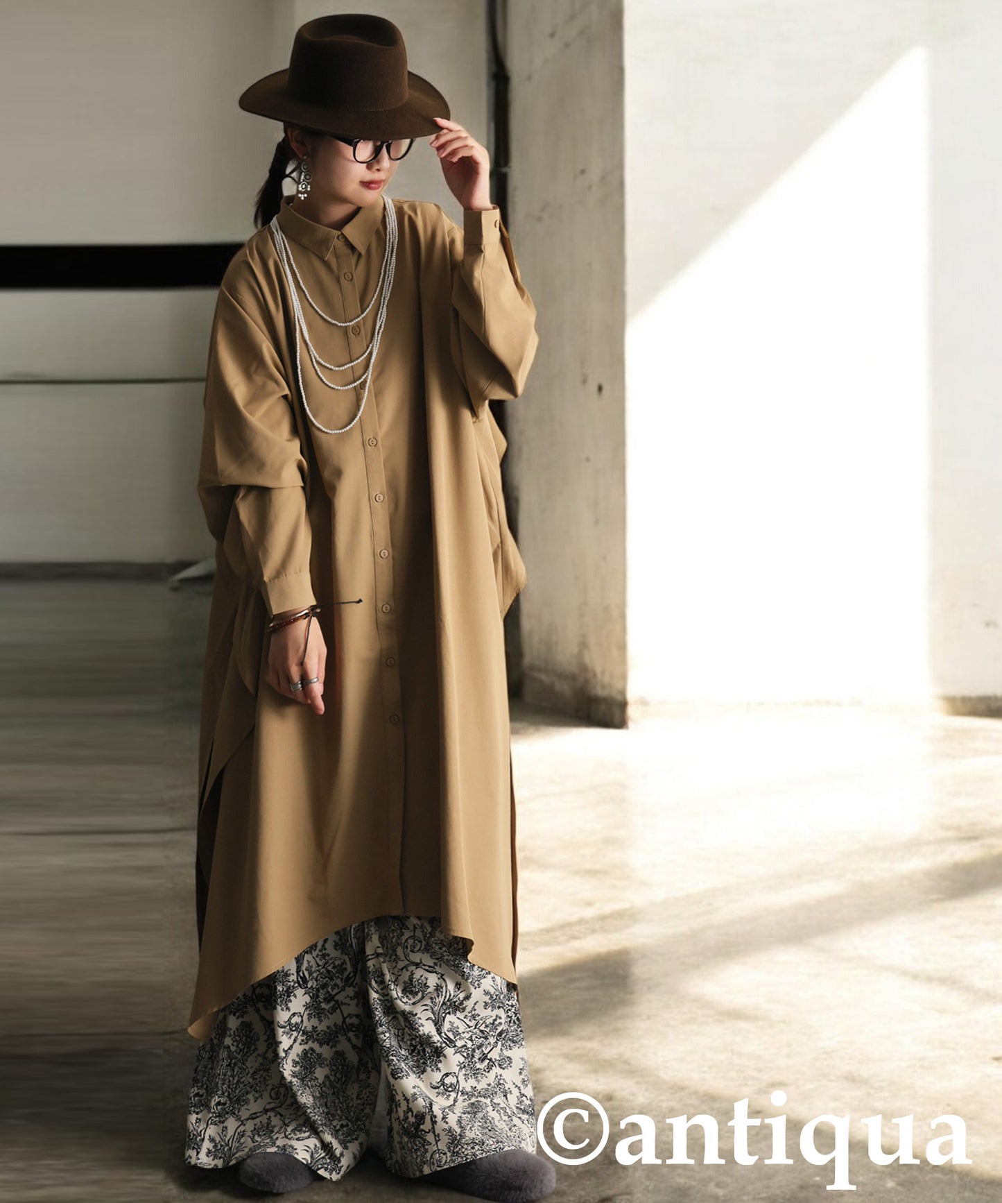 Draped Design Shirt Dress Ladies