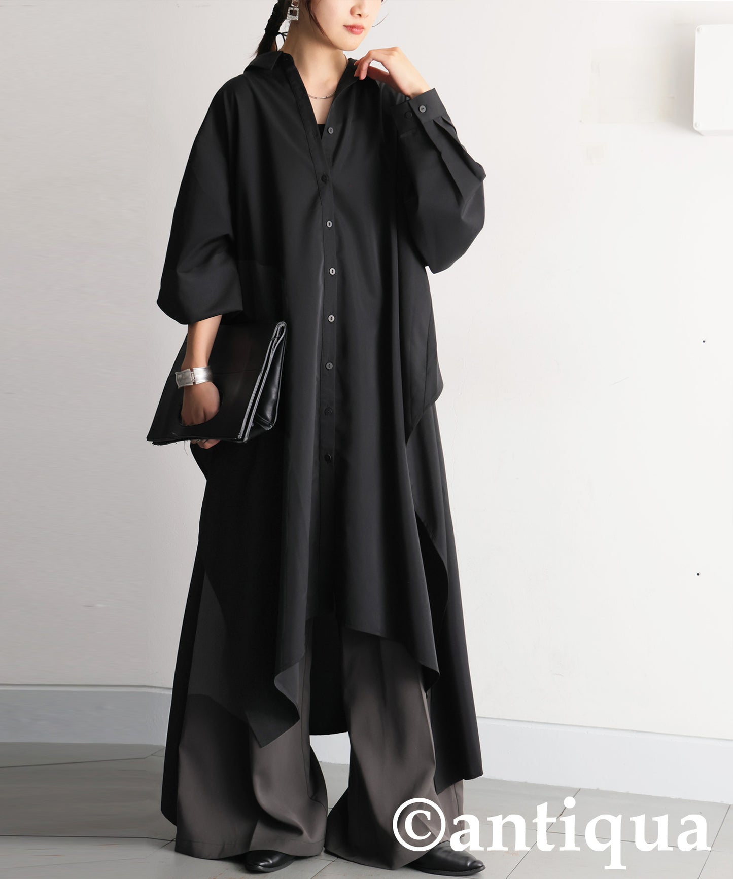 Draped Design Shirt Dress Ladies