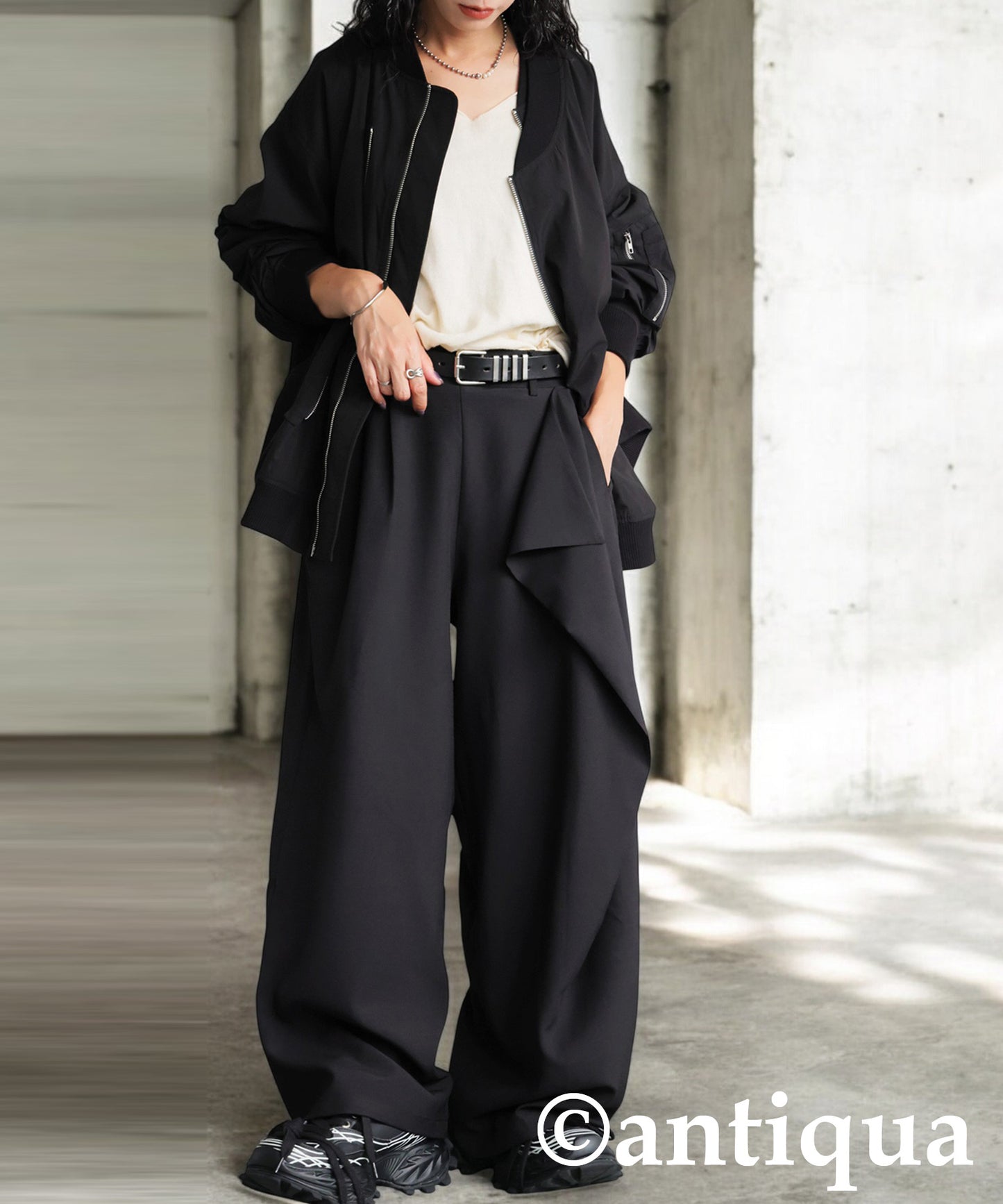Asymmetrical Draped Wide Pants Ladies