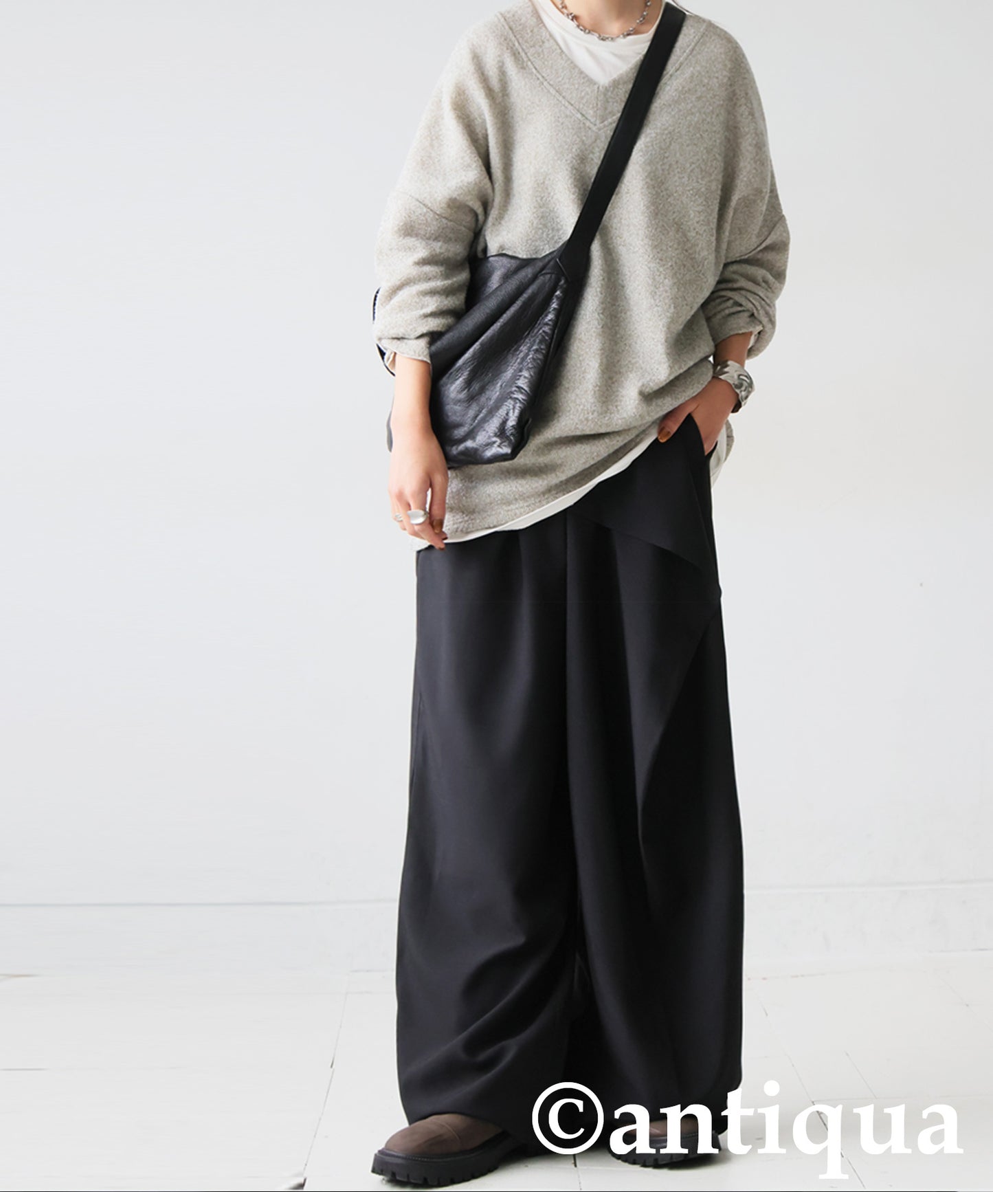 Asymmetrical Draped Wide Pants Ladies