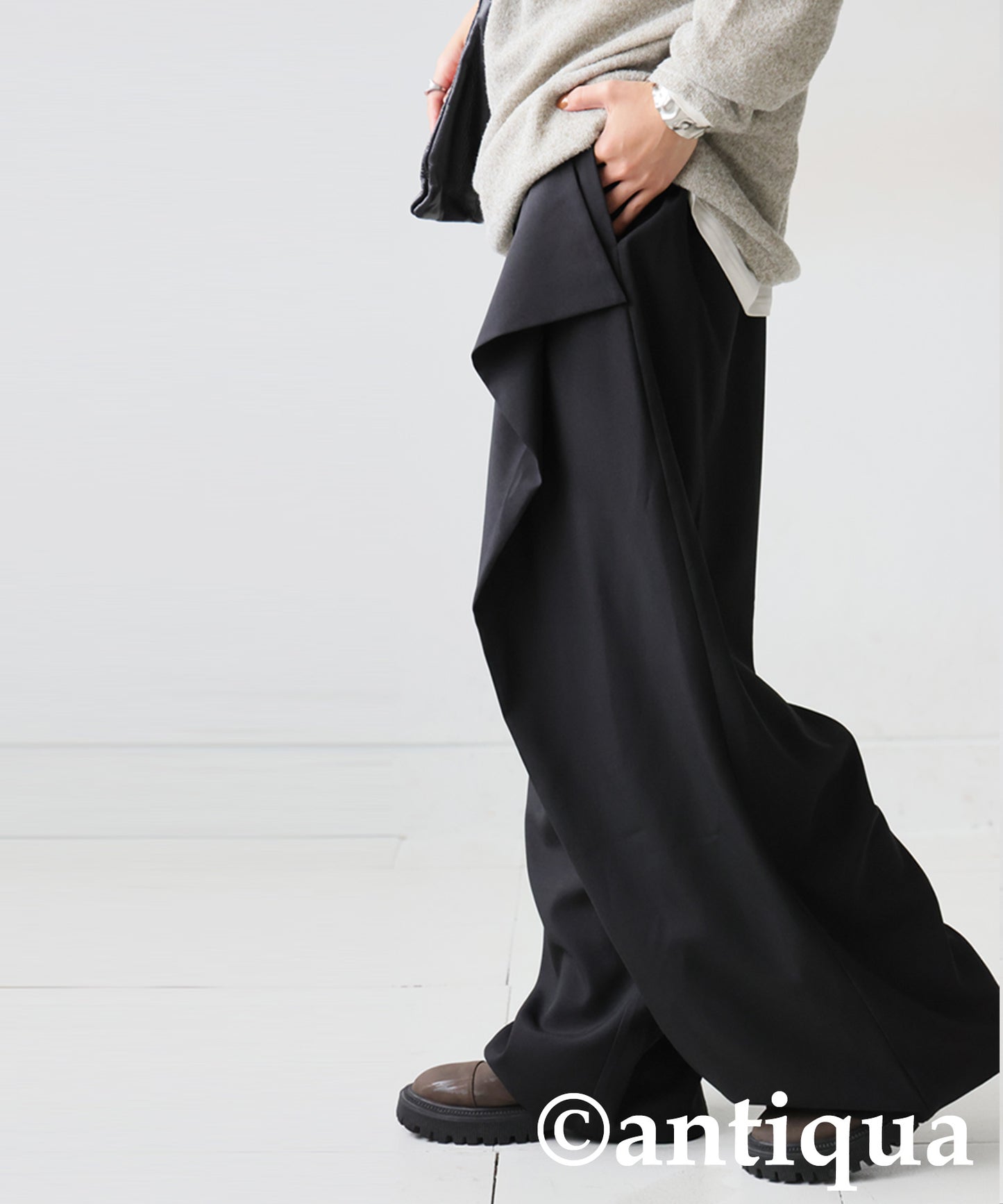 Asymmetrical Draped Wide Pants Ladies