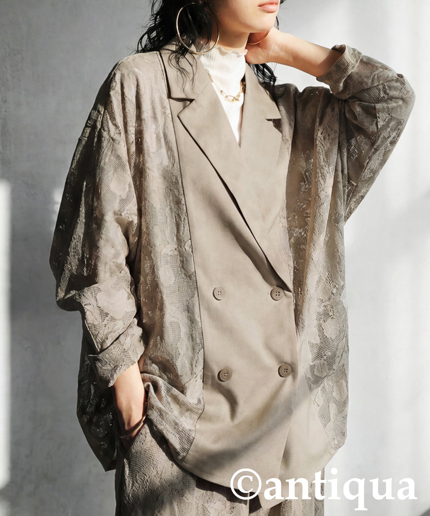 Floral Lace Double-Breasted Jacket Ladies