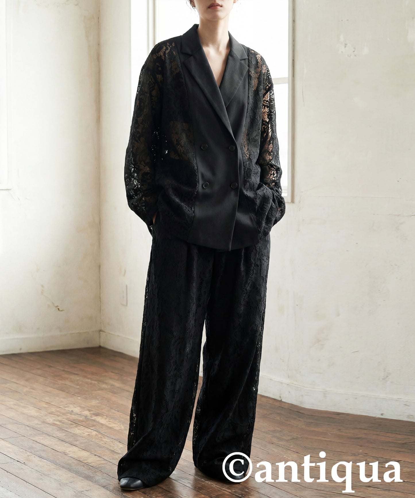 Floral Lace Double-Breasted Jacket Ladies