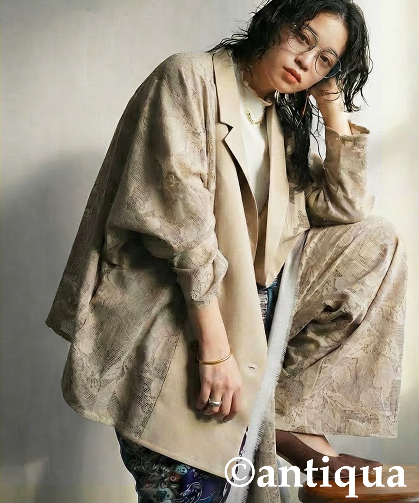 Floral Lace Double-Breasted Jacket Ladies