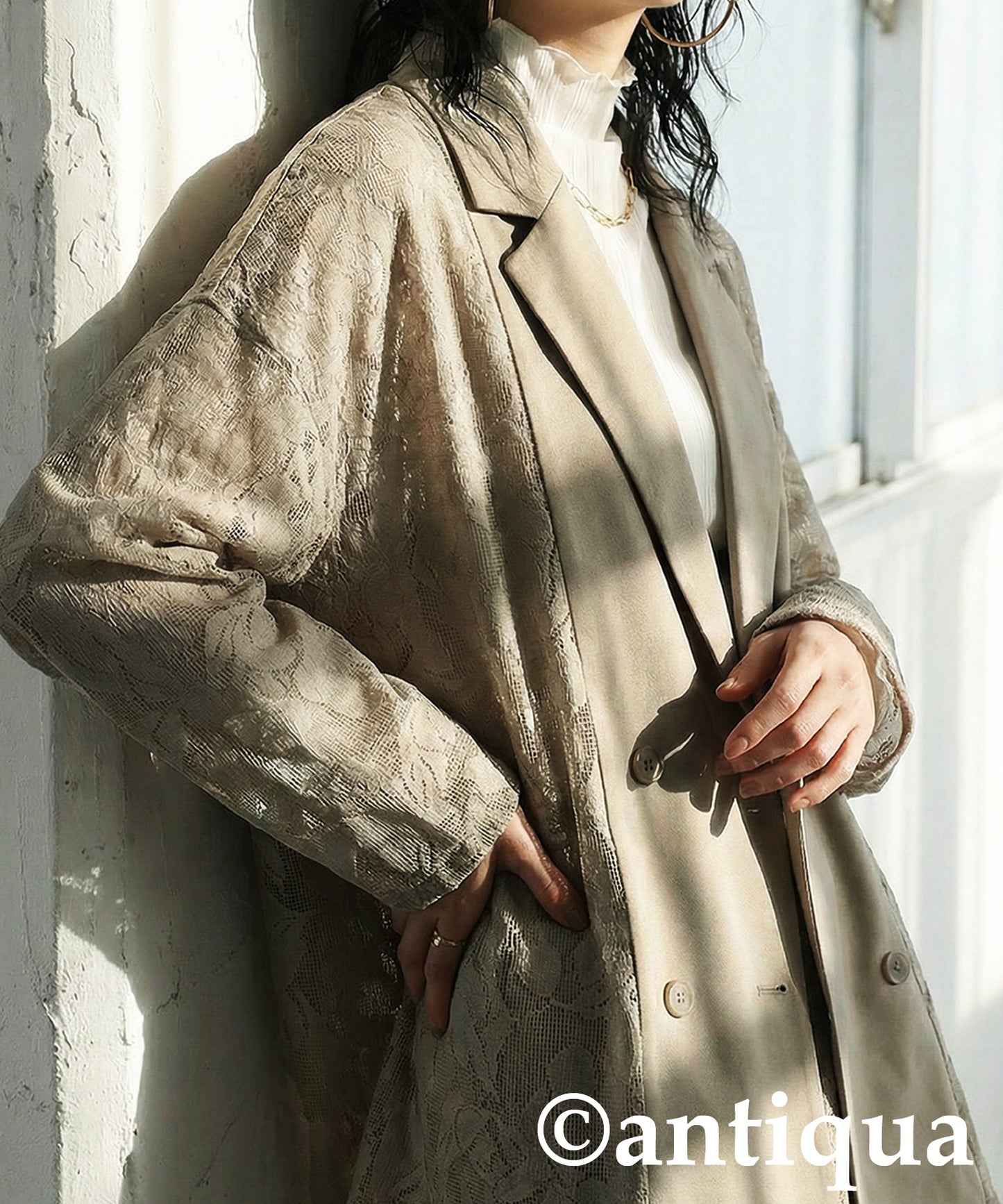 Floral Lace Double-Breasted Jacket Ladies