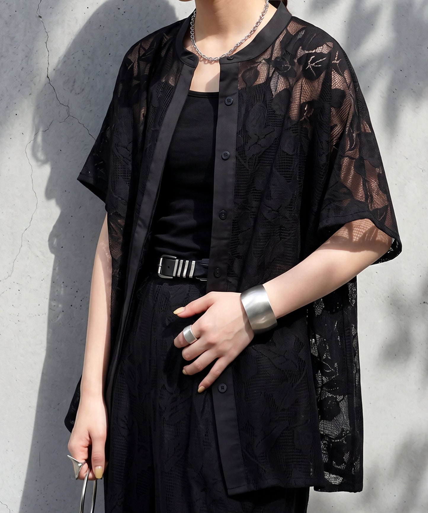 Floral Lace Sheer Shirt Ladies