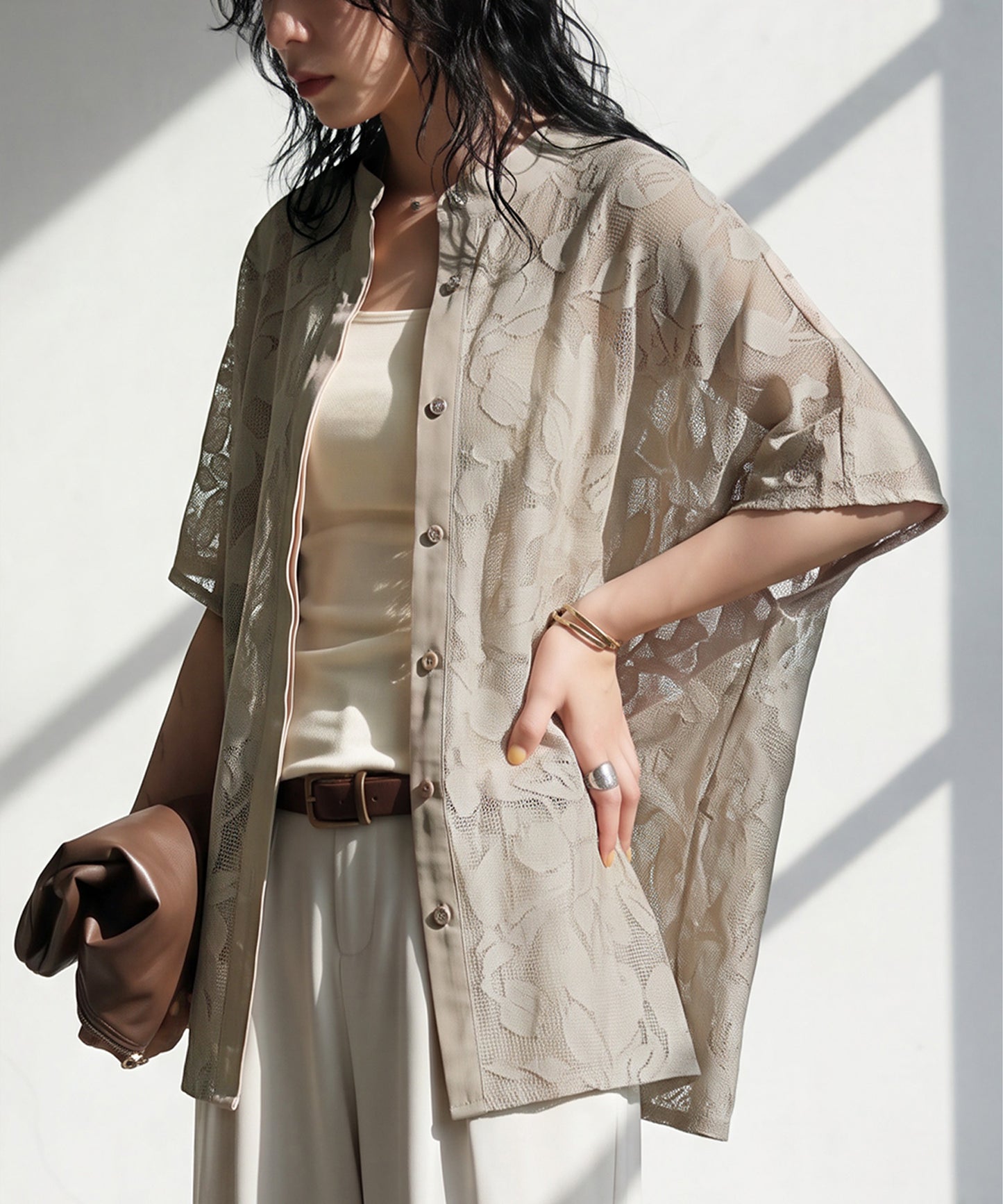 Floral Lace Sheer Shirt Ladies
