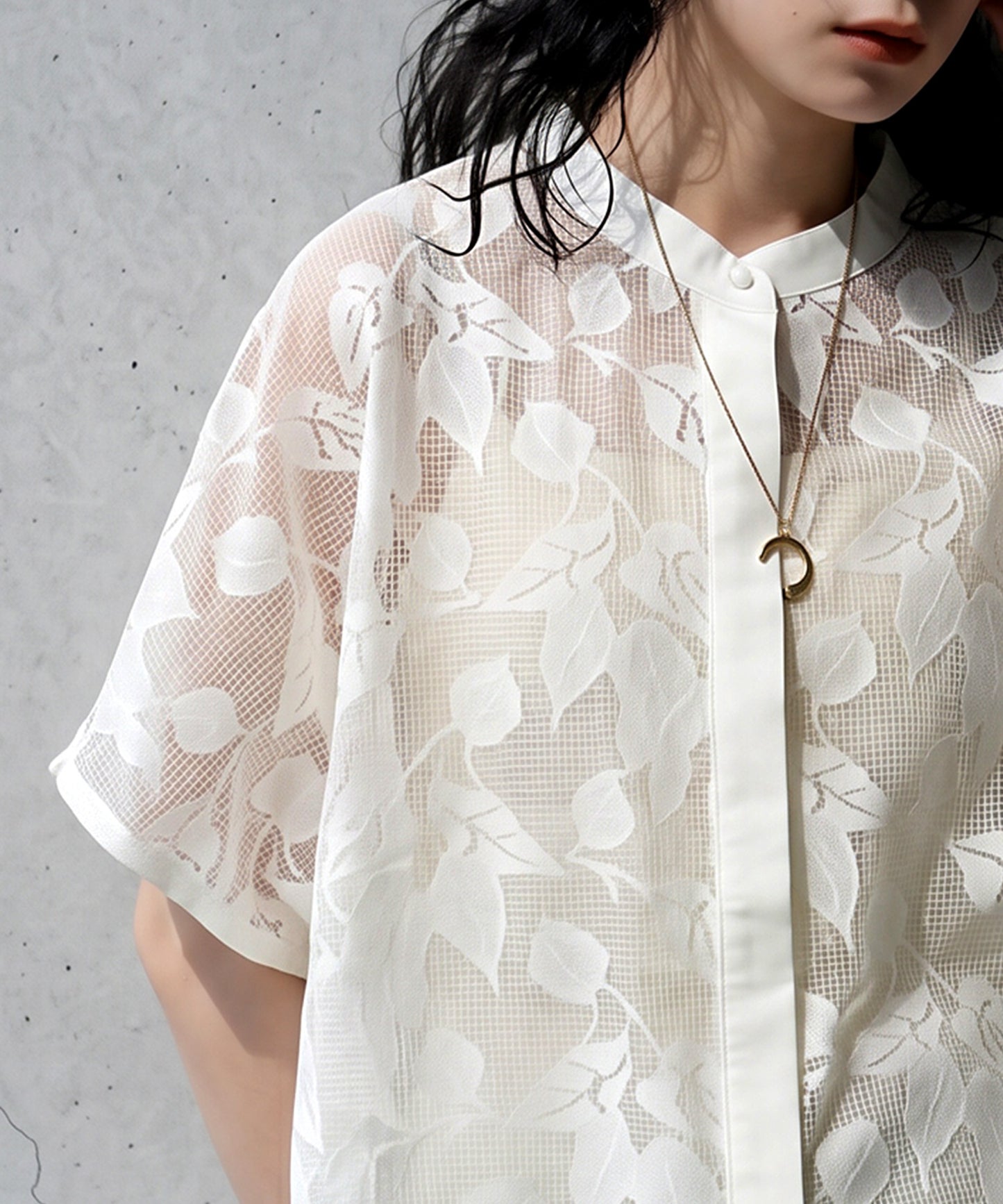 Floral Lace Sheer Shirt Ladies