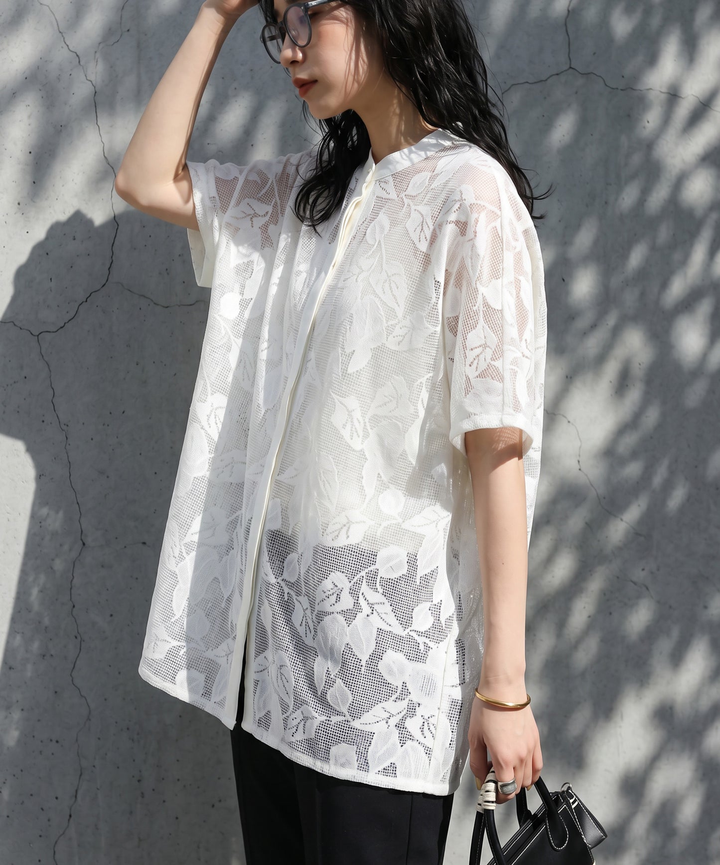 Floral Lace Sheer Shirt Ladies