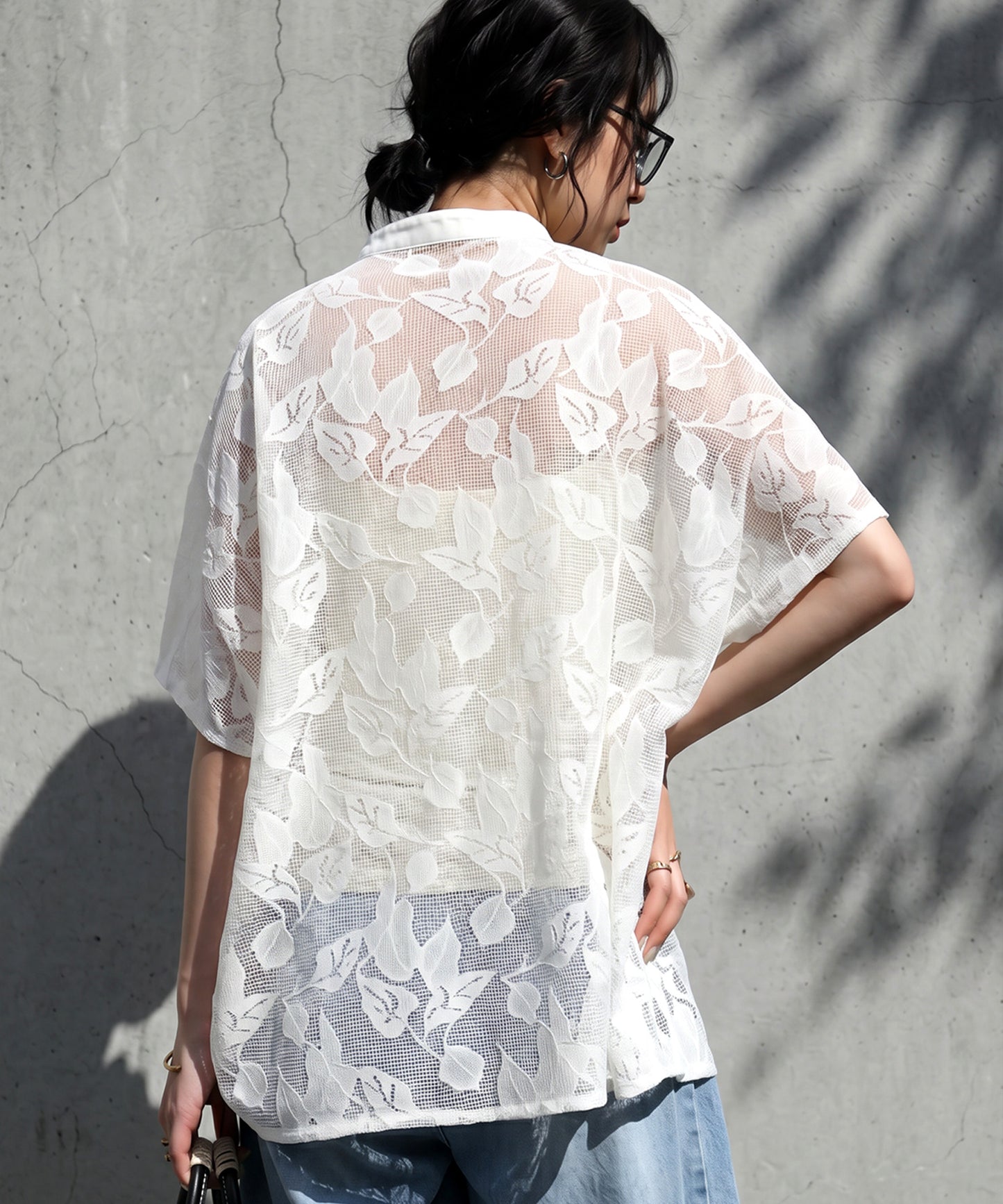 Floral Lace Sheer Shirt Ladies