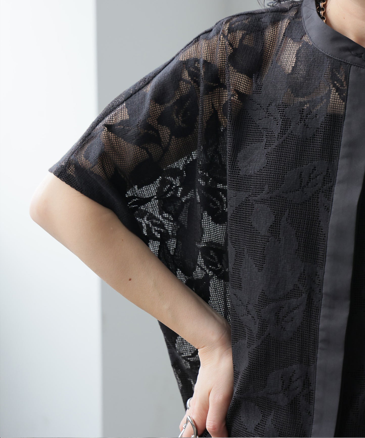 Floral Lace Sheer Shirt Ladies