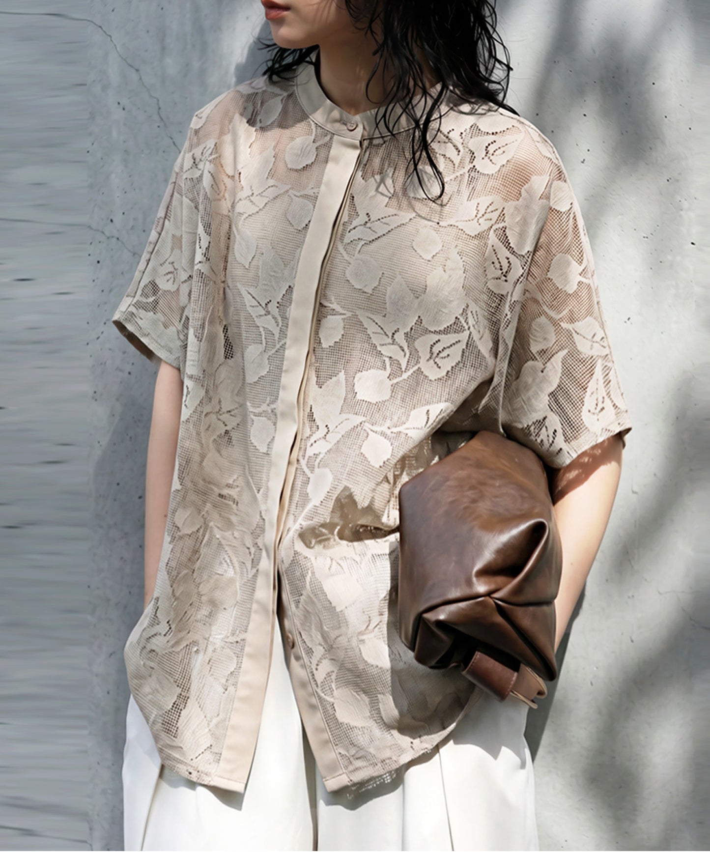 Floral Lace Sheer Shirt Ladies