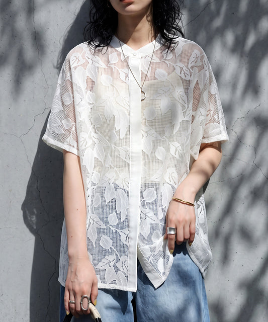 Floral Lace Sheer Shirt Ladies
