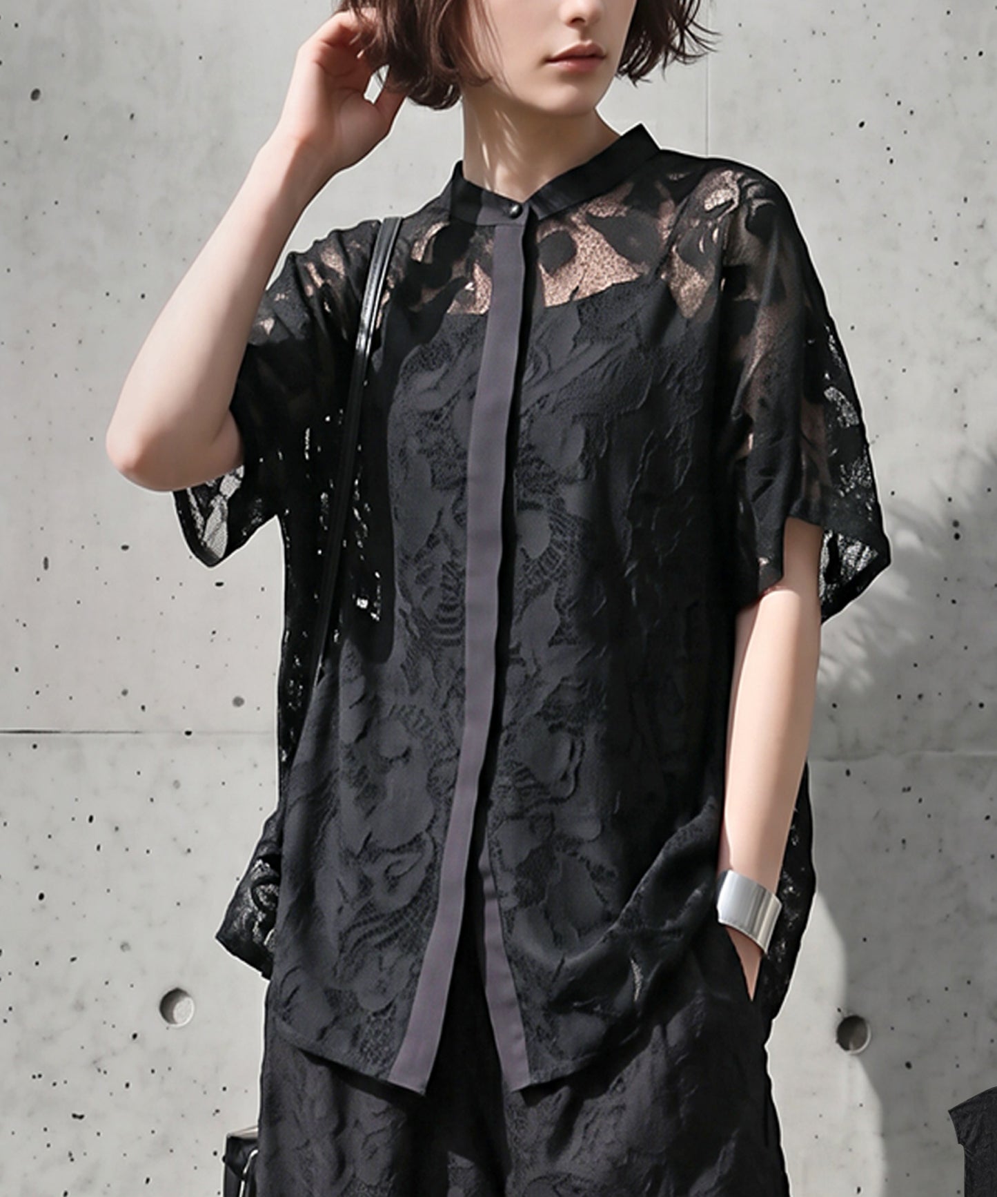 Floral Lace Sheer Shirt Ladies