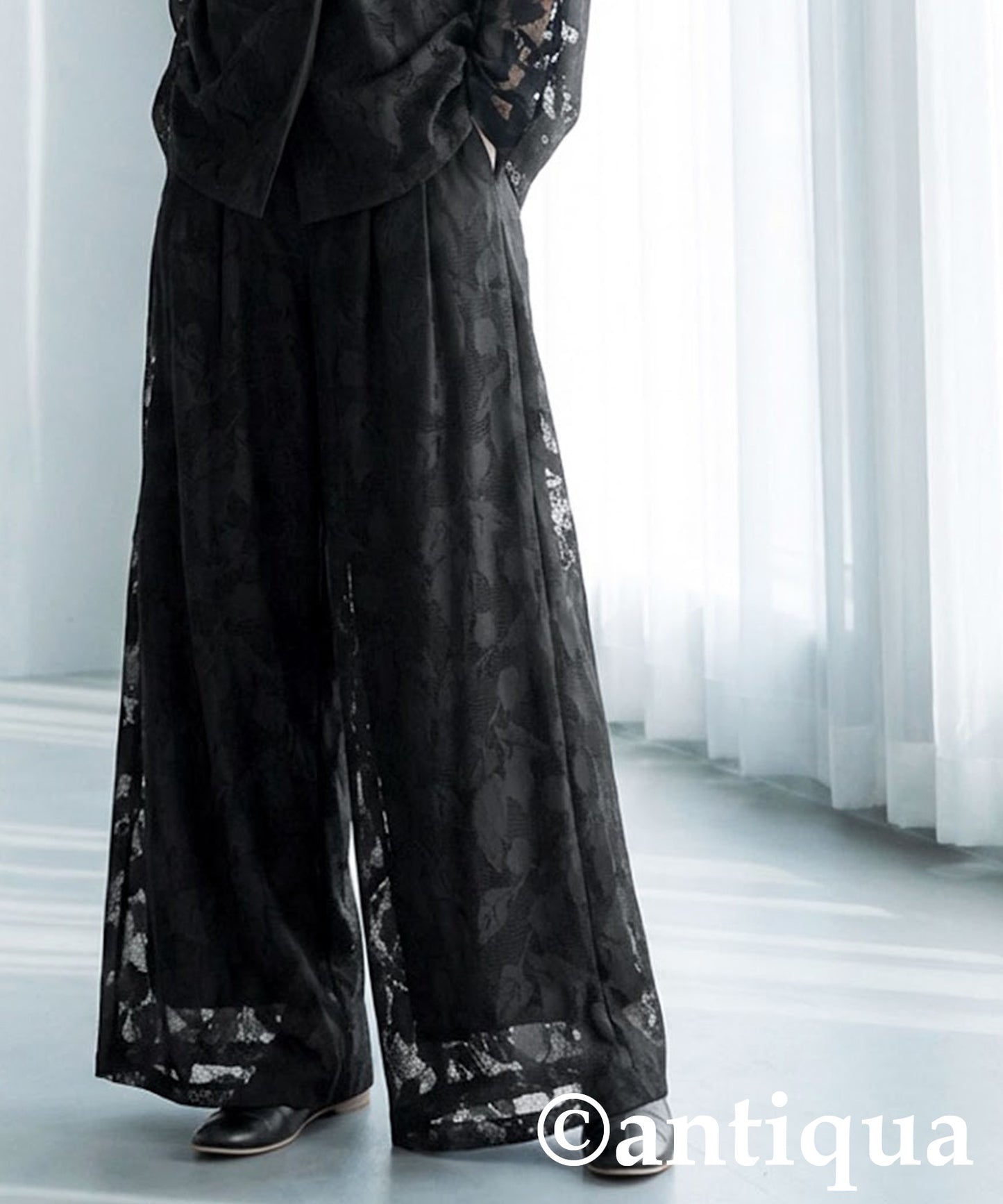 Floral Lace Wide-Leg Pants Ladies