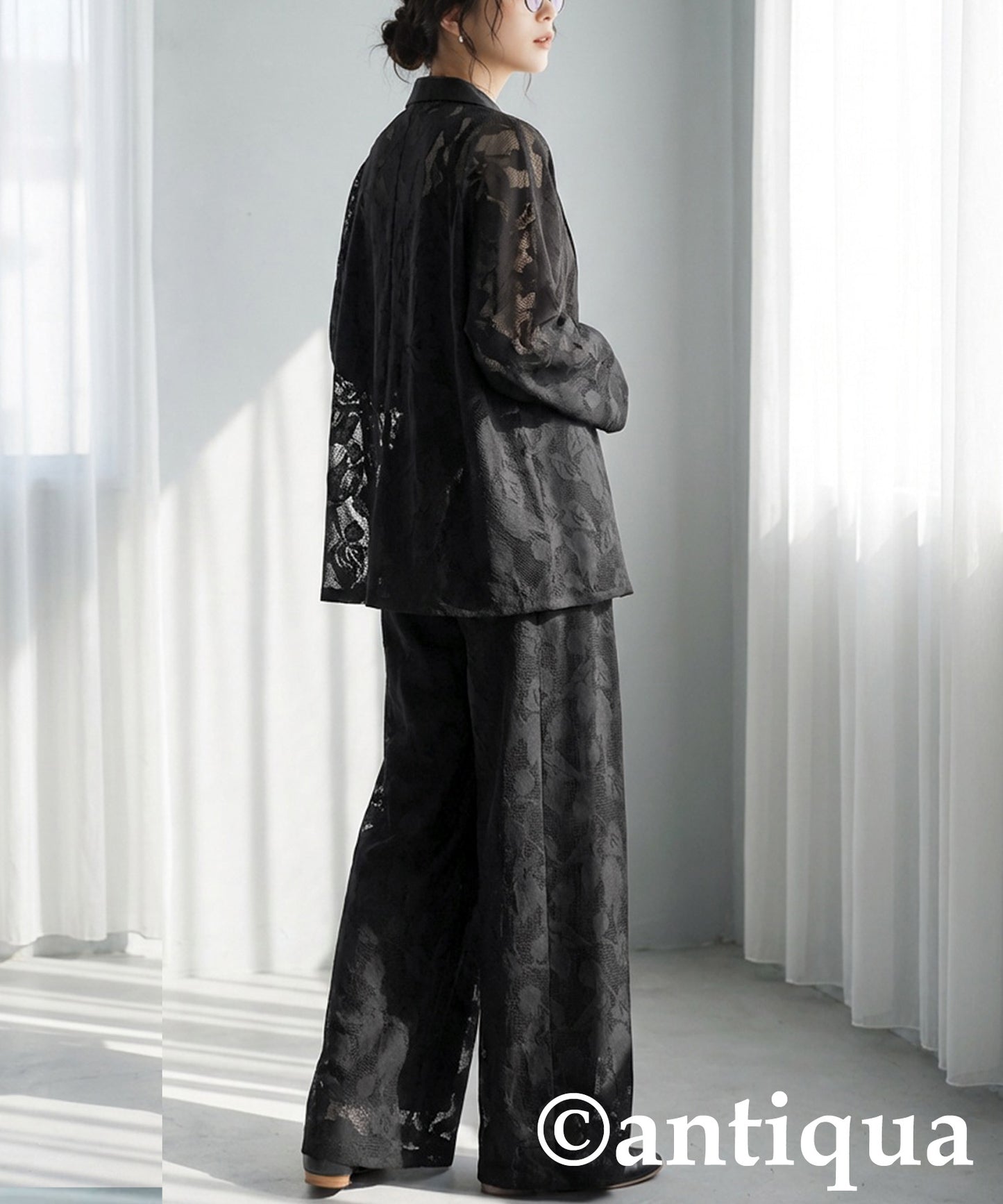 Floral Lace Wide-Leg Pants Ladies