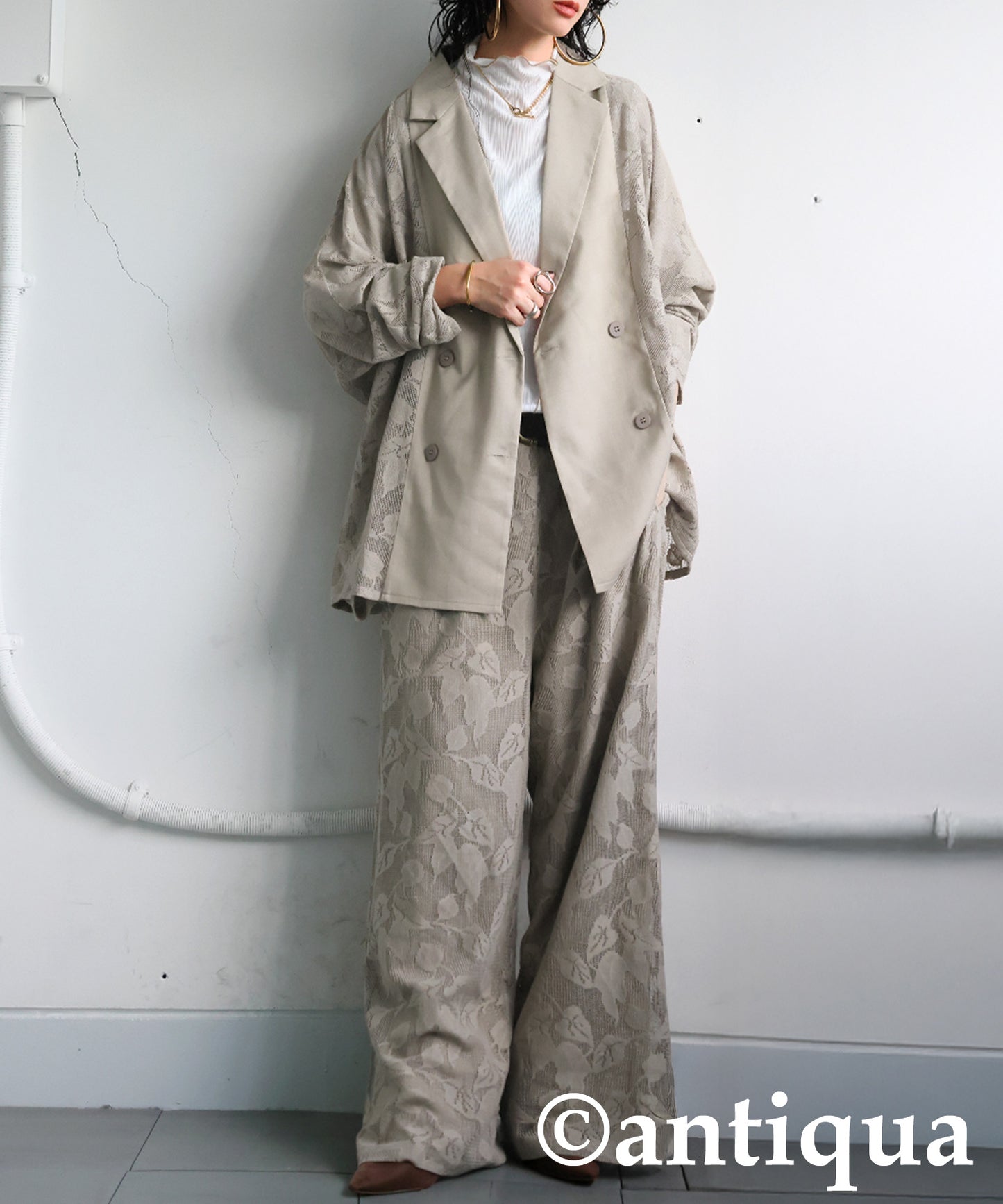 Floral Lace Wide-Leg Pants Ladies