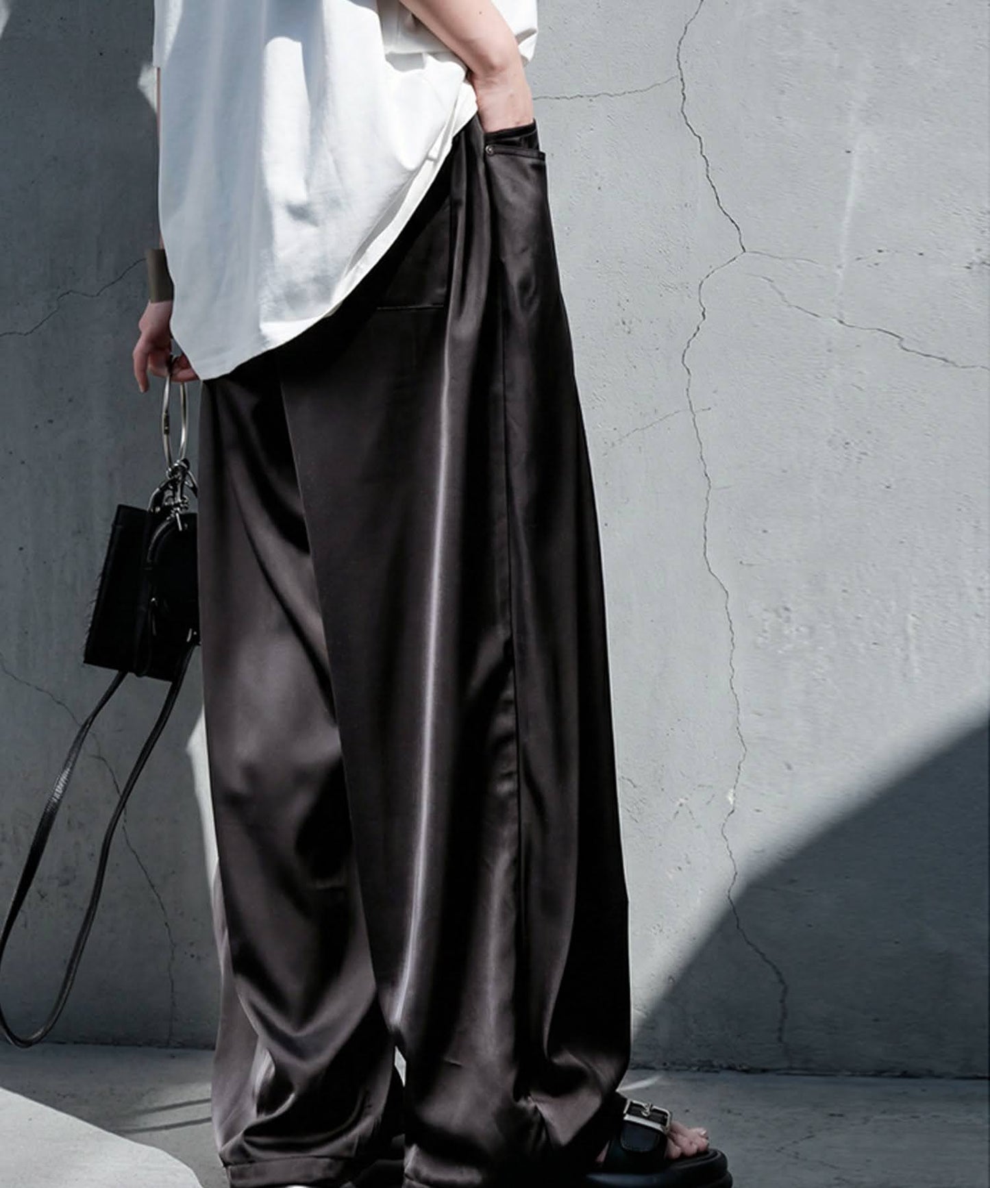 Side Design Wide Pants Ladies