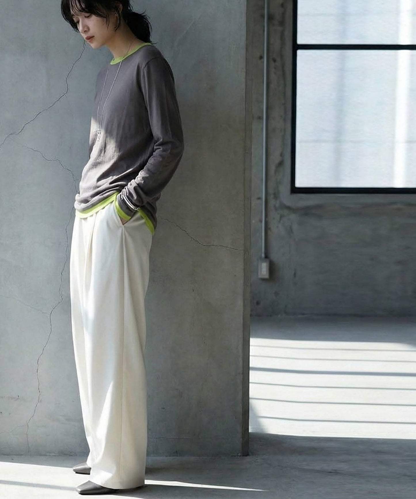 Side Design Wide Pants Ladies