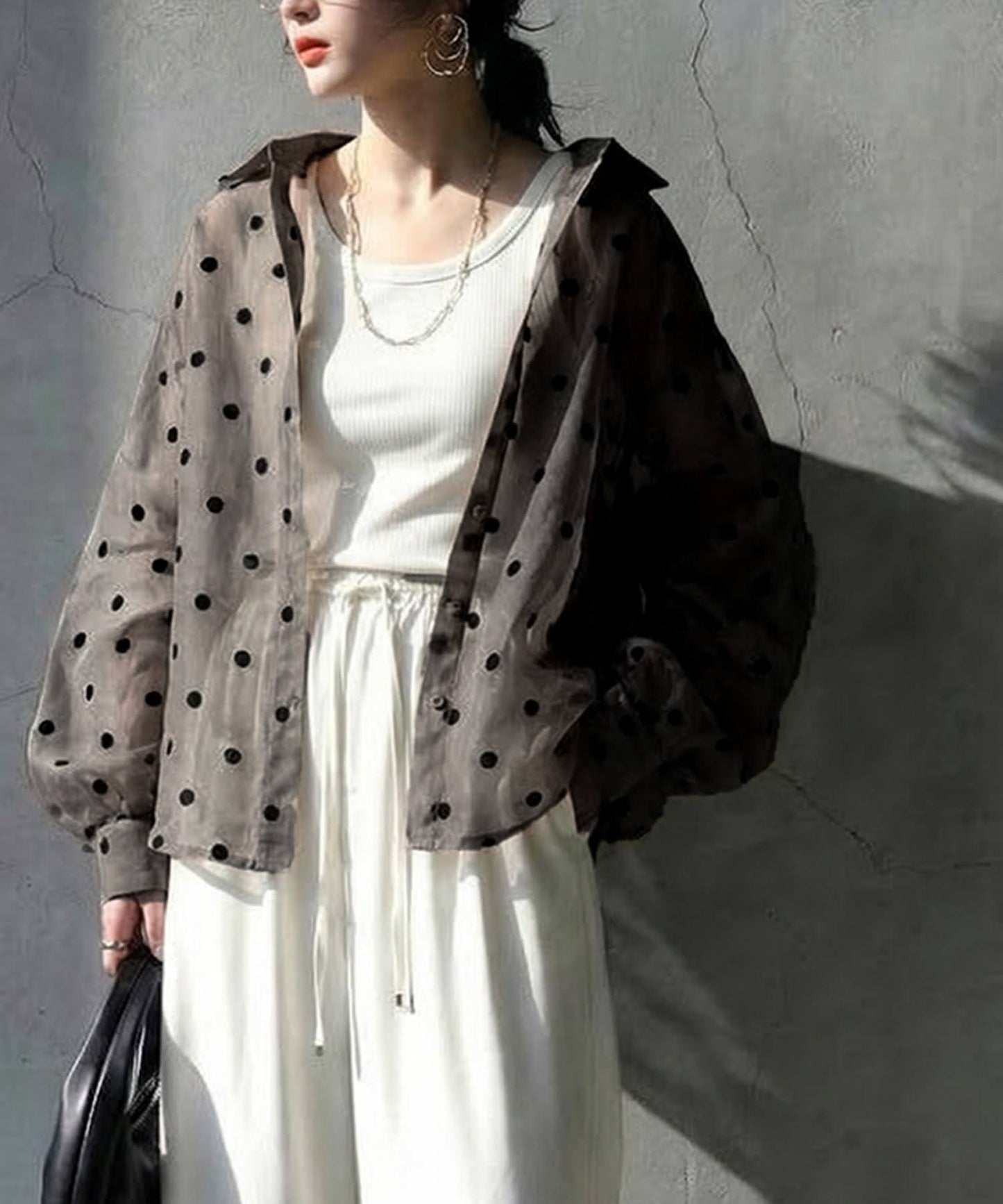 Polka Dot Sheer Shirt Ladies