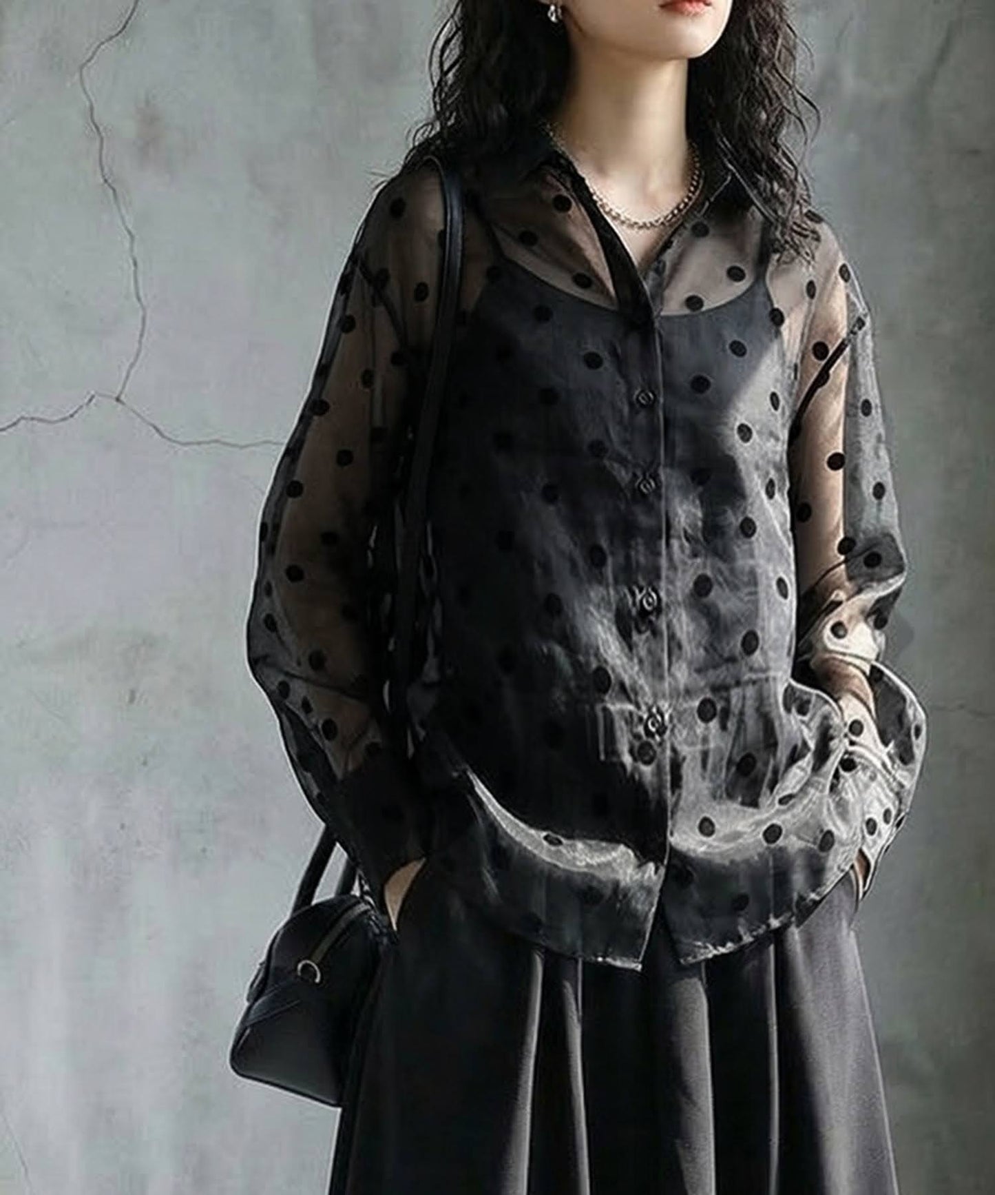 Polka Dot Sheer Shirt Ladies