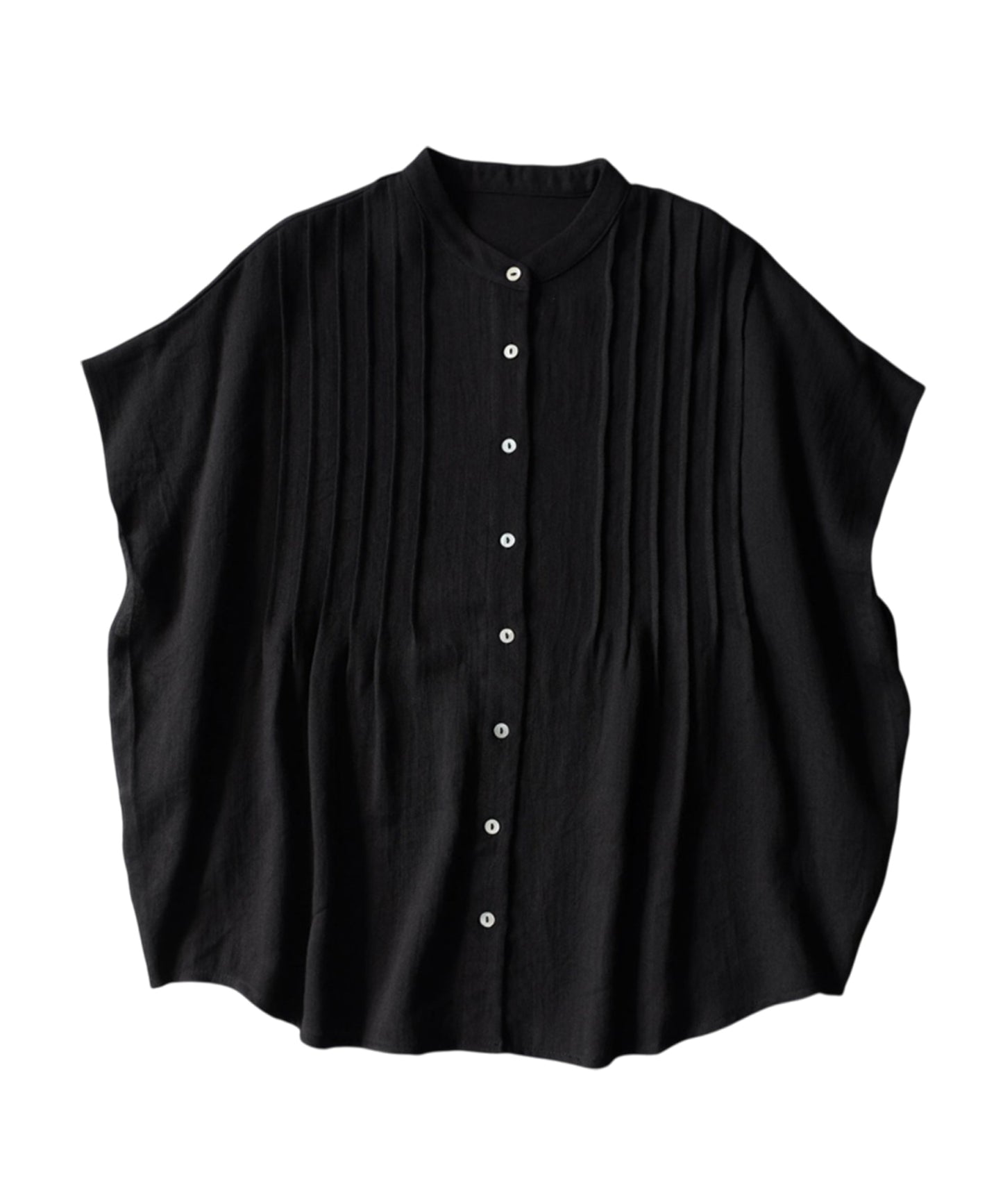 Band Collar Pintuck Shirt Ladies