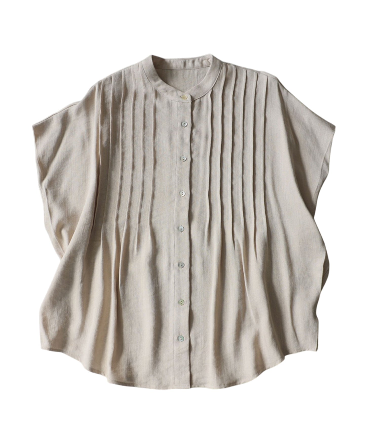 Band Collar Pintuck Shirt Ladies