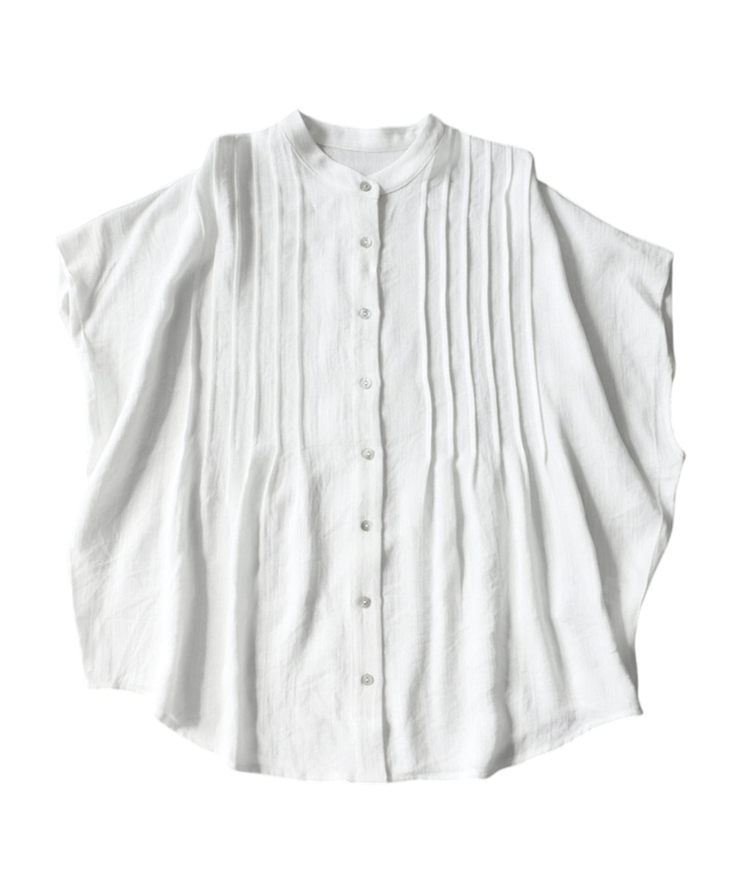 Band Collar Pintuck Shirt Ladies