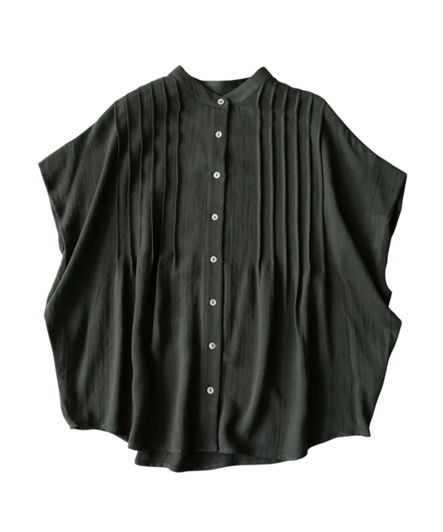 Band Collar Pintuck Shirt Ladies