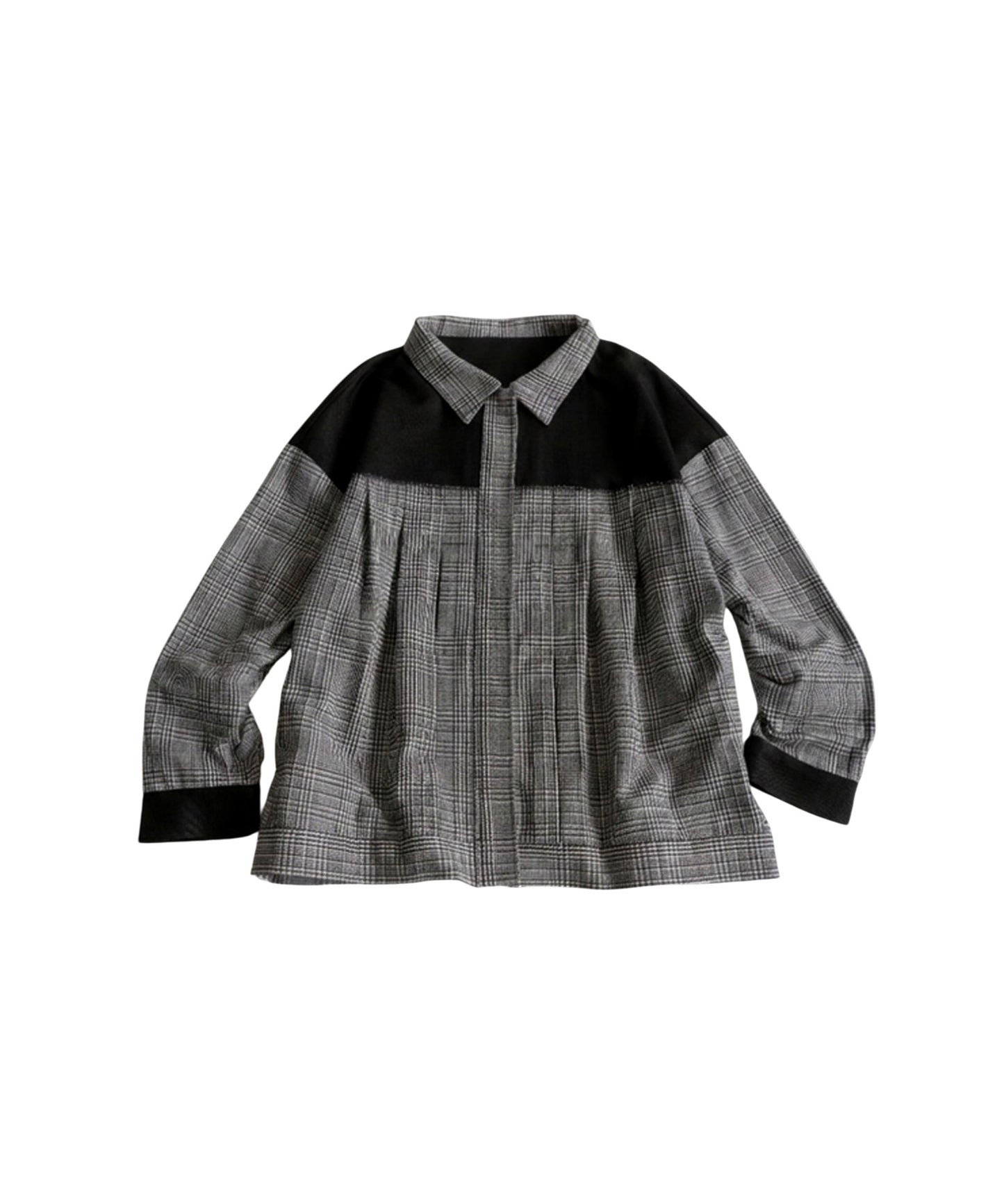 Glen Check Color-Block Shirt Jacket Ladies