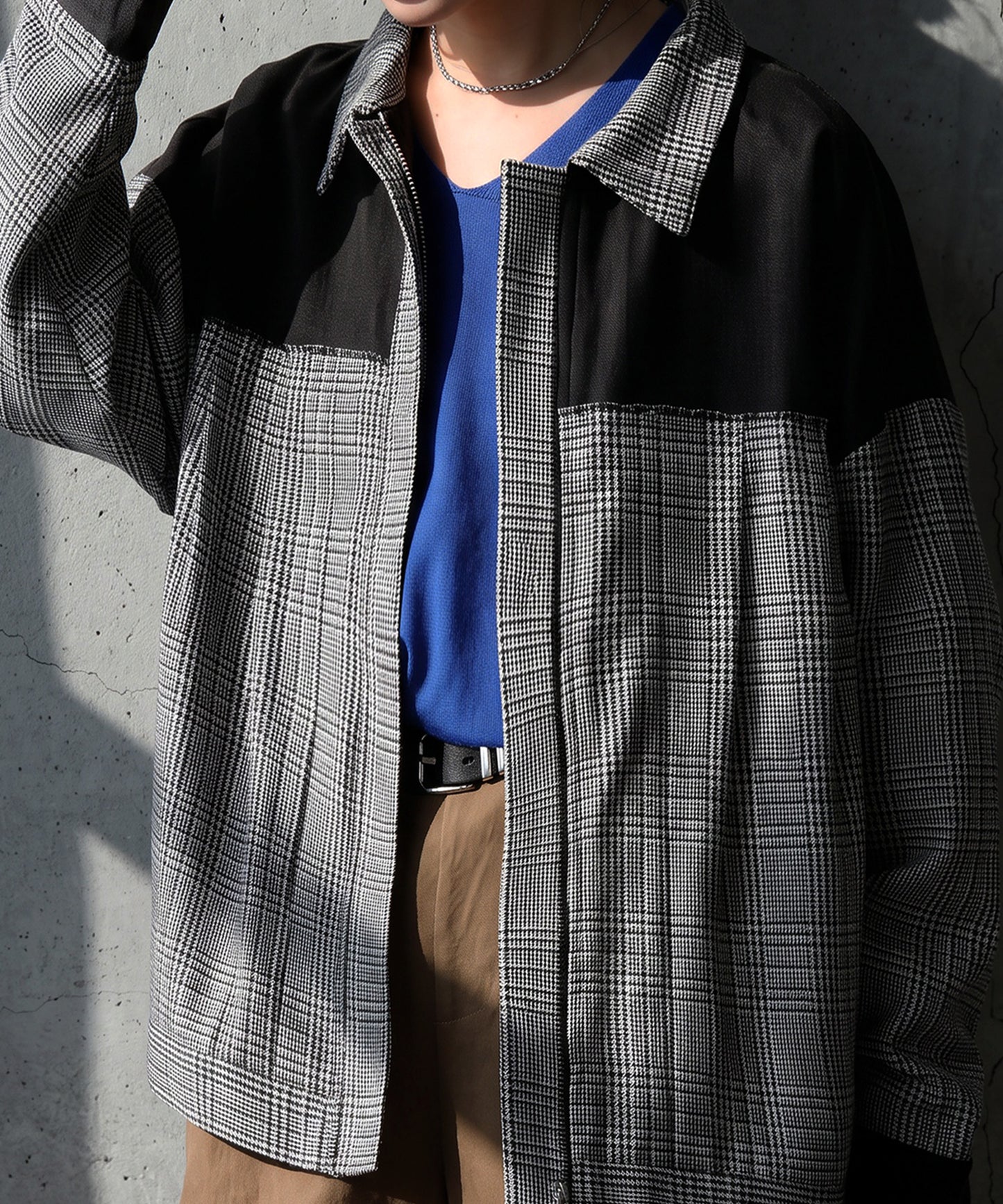 Glen Check Color-Block Shirt Jacket Ladies
