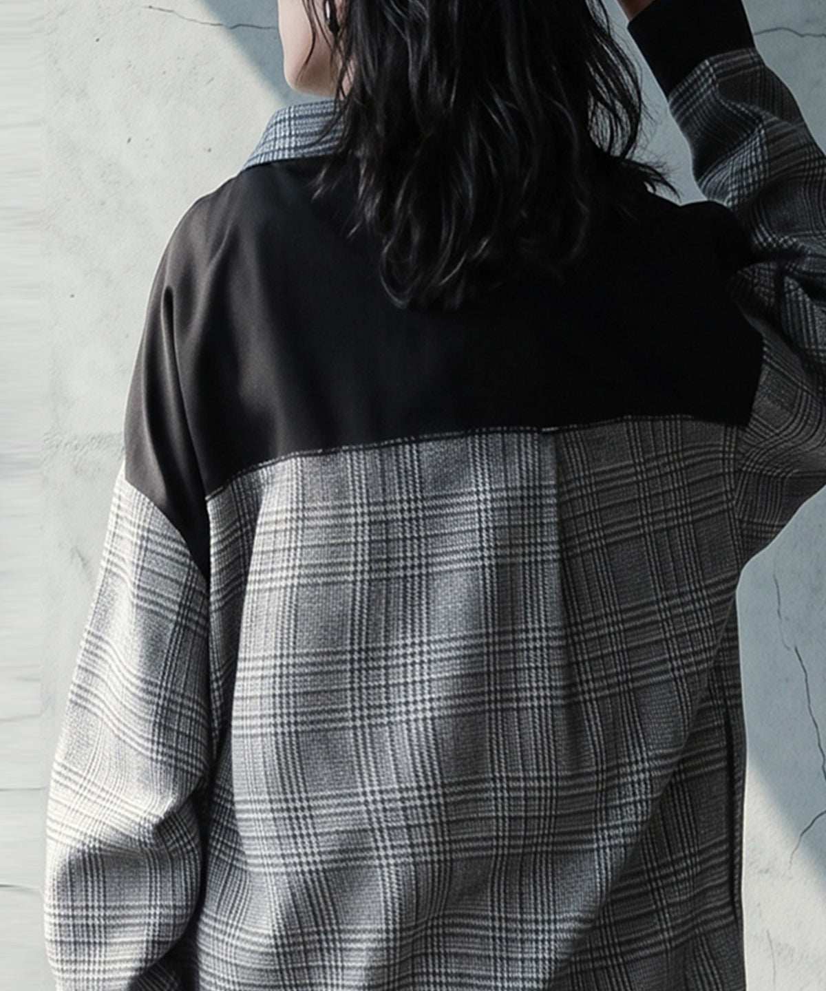 Glen Check Color-Block Shirt Jacket Ladies