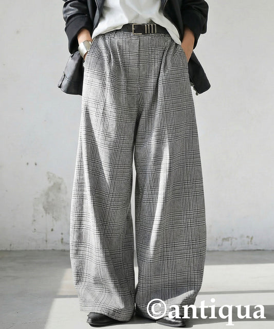 Checked Wide Pants Ladies