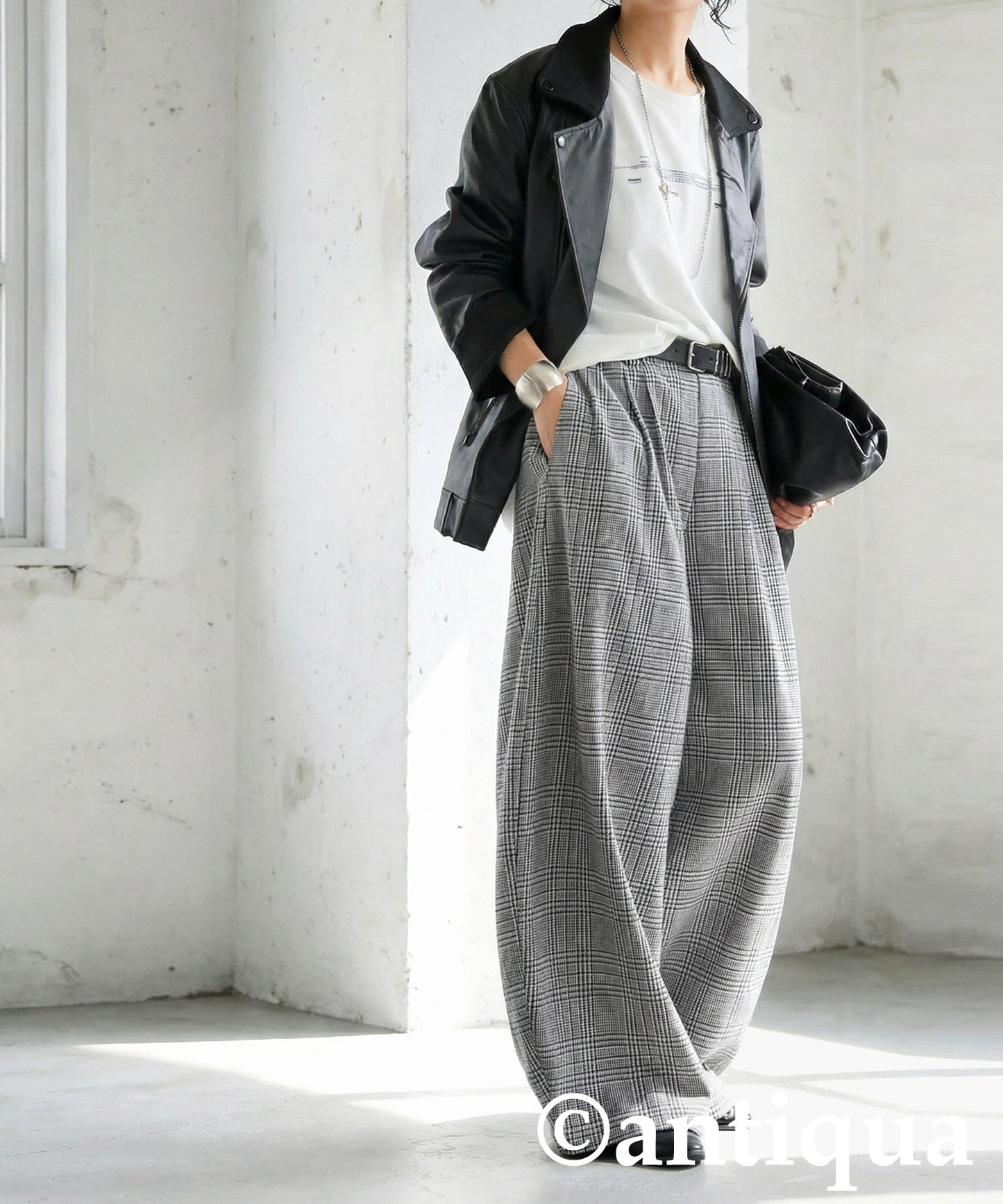 Checked Wide Pants Ladies