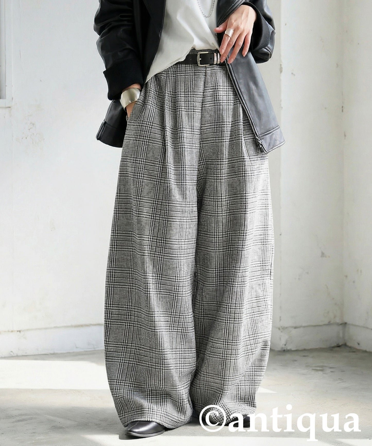 Checked Wide Pants Ladies