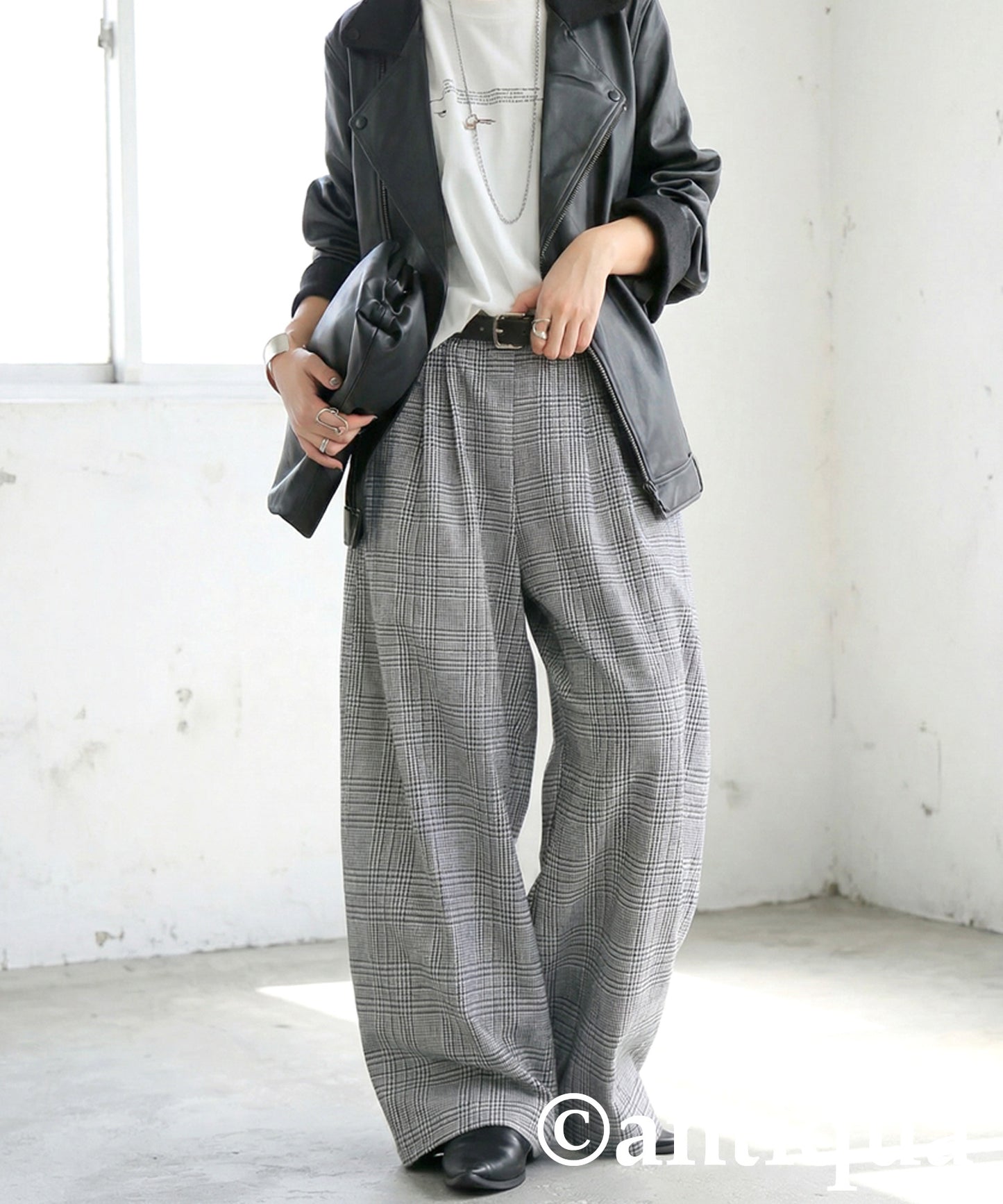 Checked Wide Pants Ladies