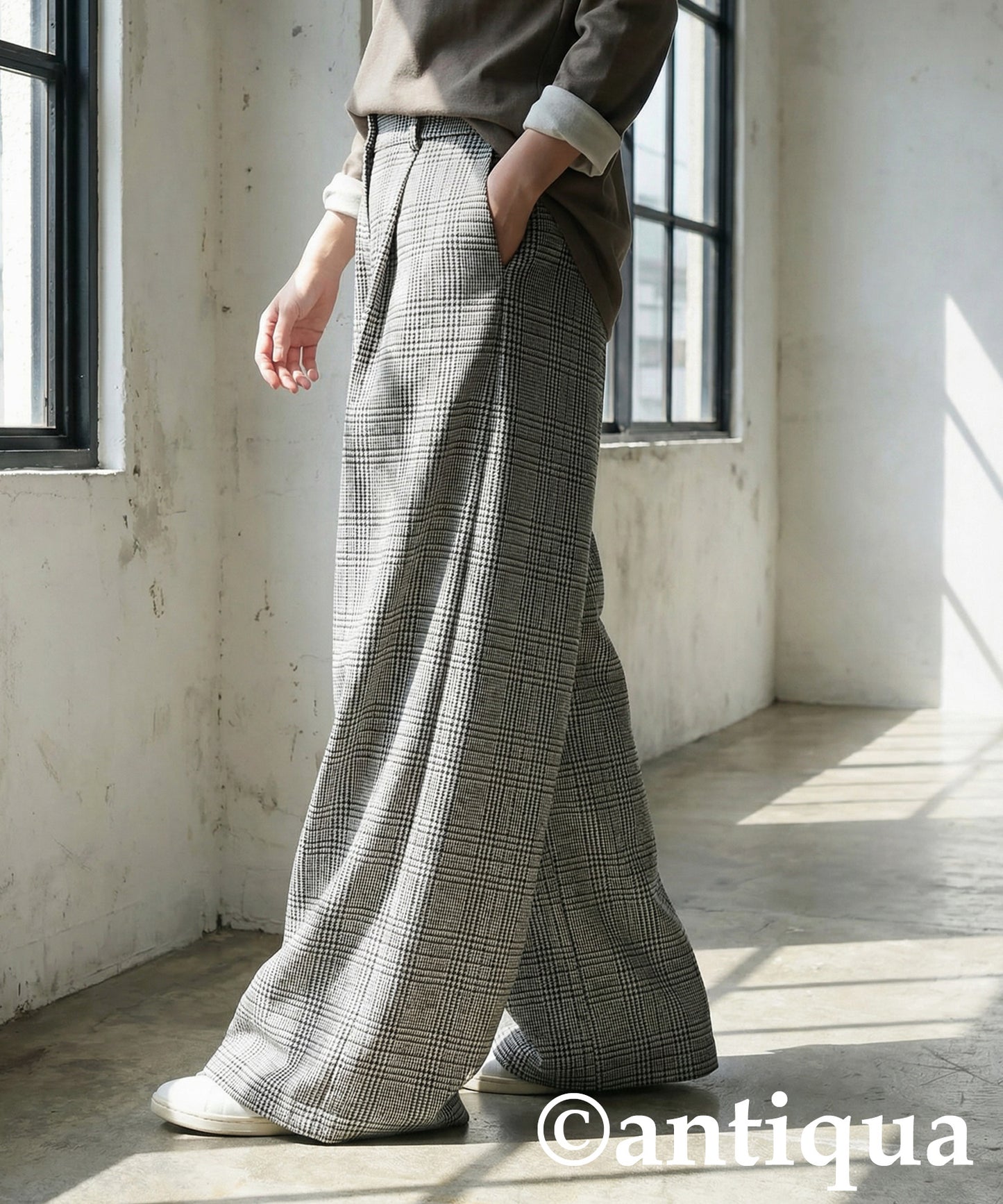 Checked Wide Pants Ladies