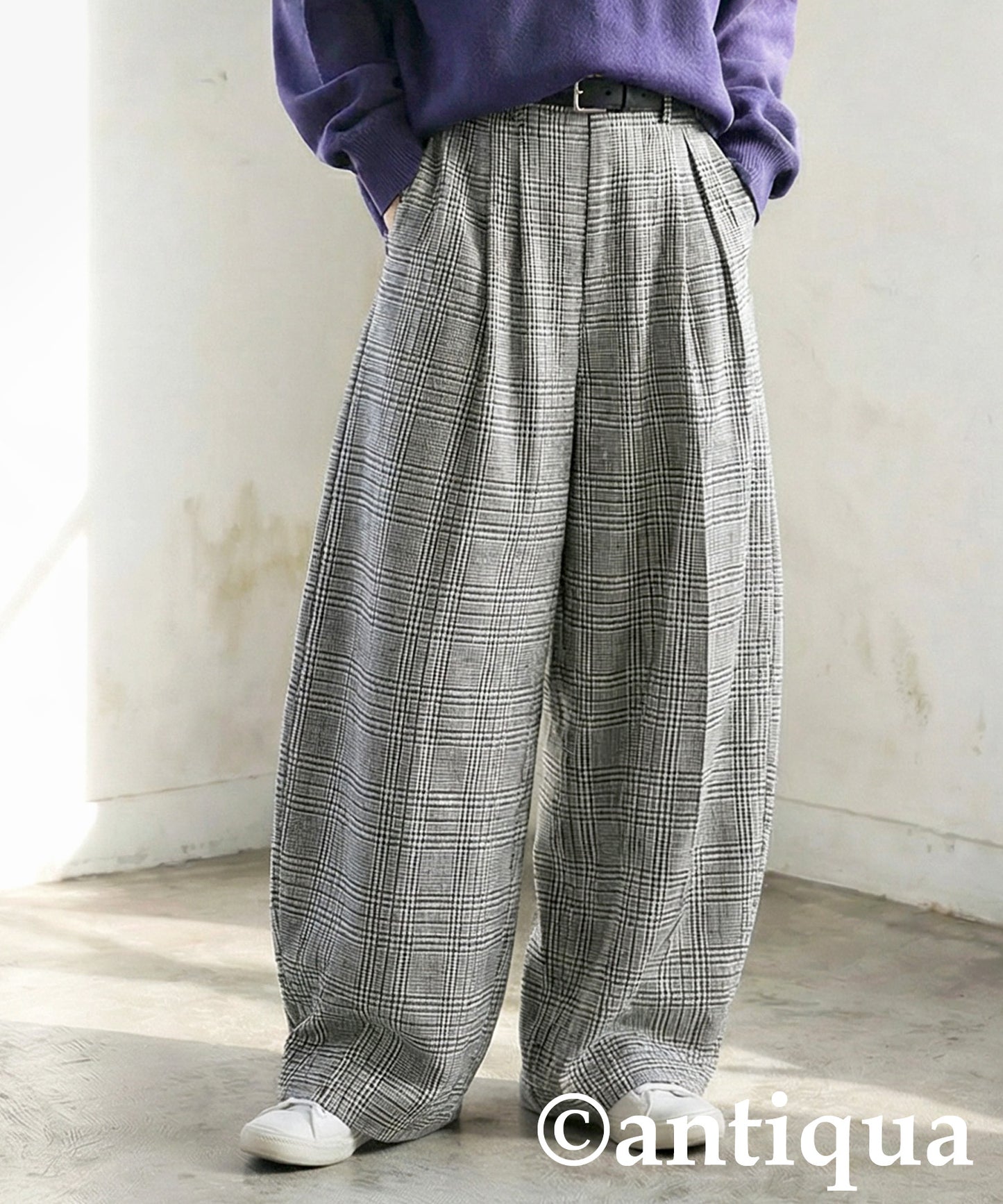 Checked Wide Pants Ladies