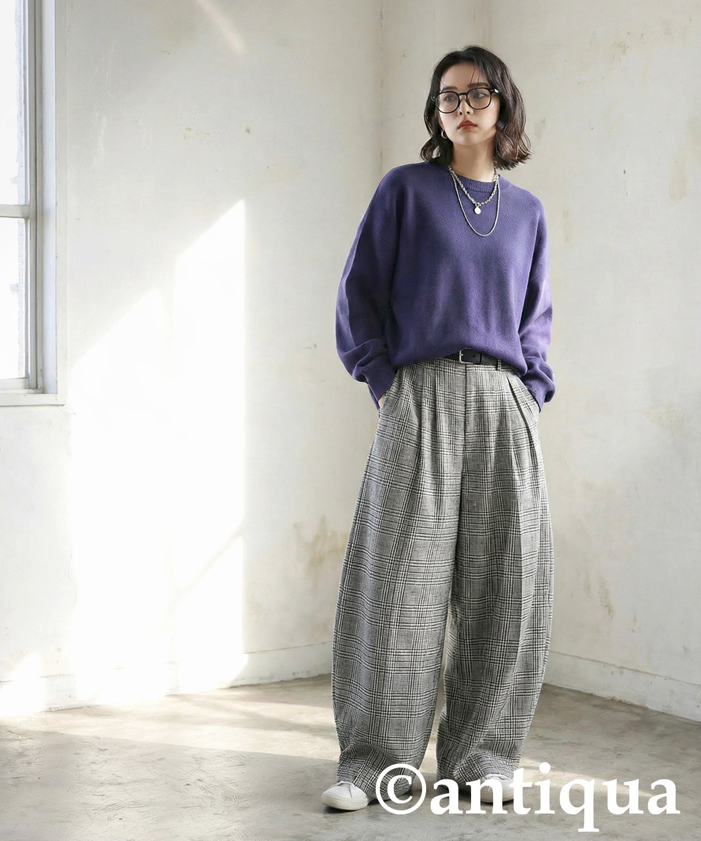 Checked Wide Pants Ladies